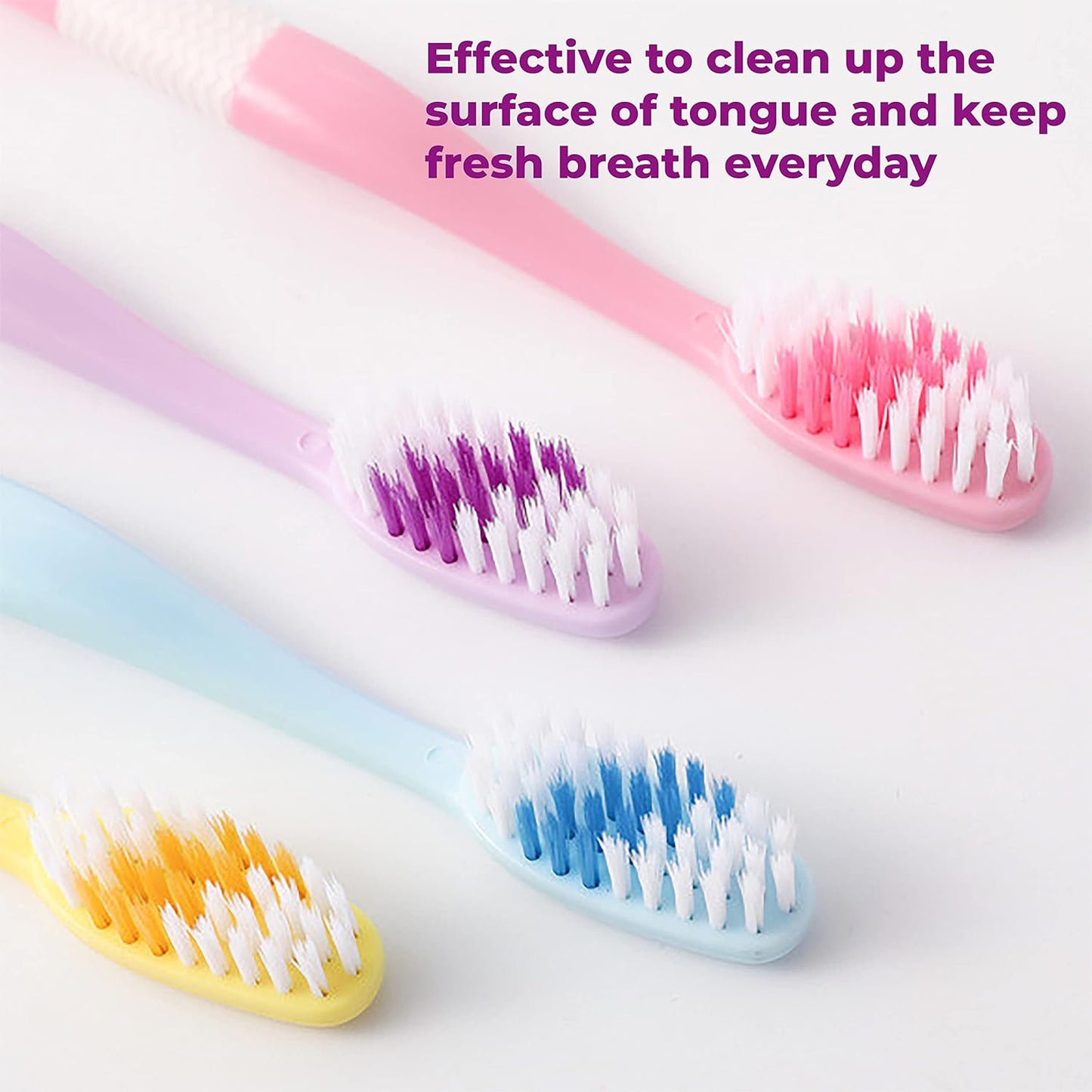 2-in-1 Tooth Brush With Tongue Scraper Soft Bristle Long Handle (8pcs) Soft Toothbrush - Happy Price - Image 7