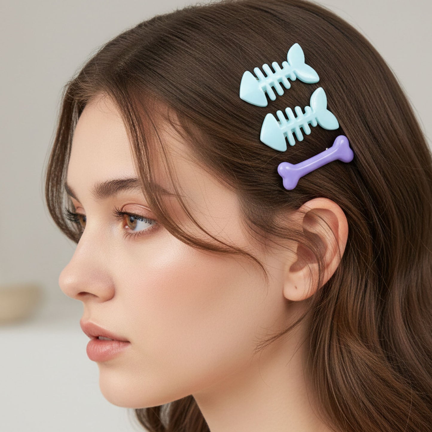 Cute Fishbone & Bone Shape Hair Clip Set (4 Pc) - Happy Price - Image 6