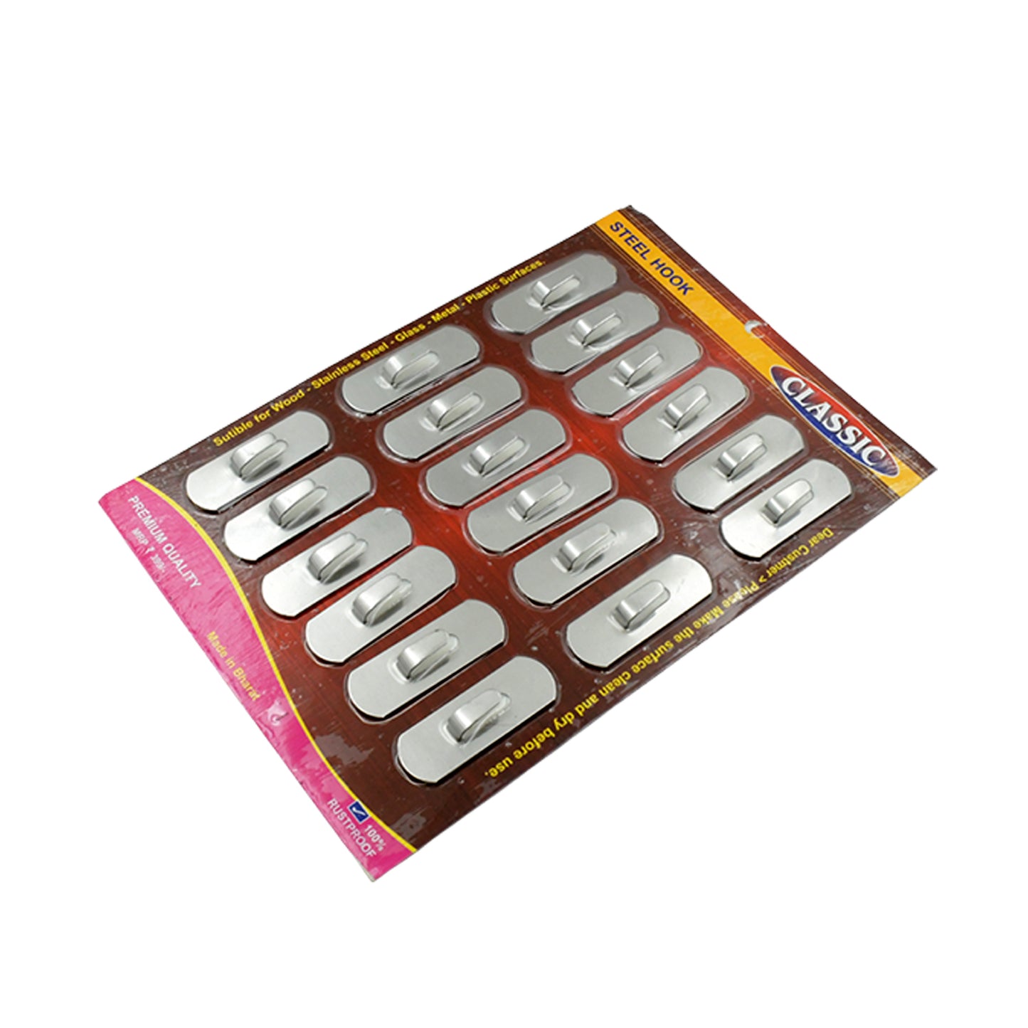 Multipurpose Stainless Steel Wall Hanging Hook 12 Pc Self Adhesive Stainless Steel Heavy Duty Wall Hooks For Hanging Clothes Calender Bathroom Tiles Kitchen Key Hange (18 Pc Set) - Happy Price - Image 4