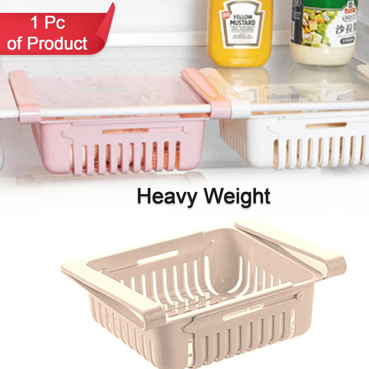 Adjustable Fridge Storage Basket - 1 Pc - Happy Price - Image 1