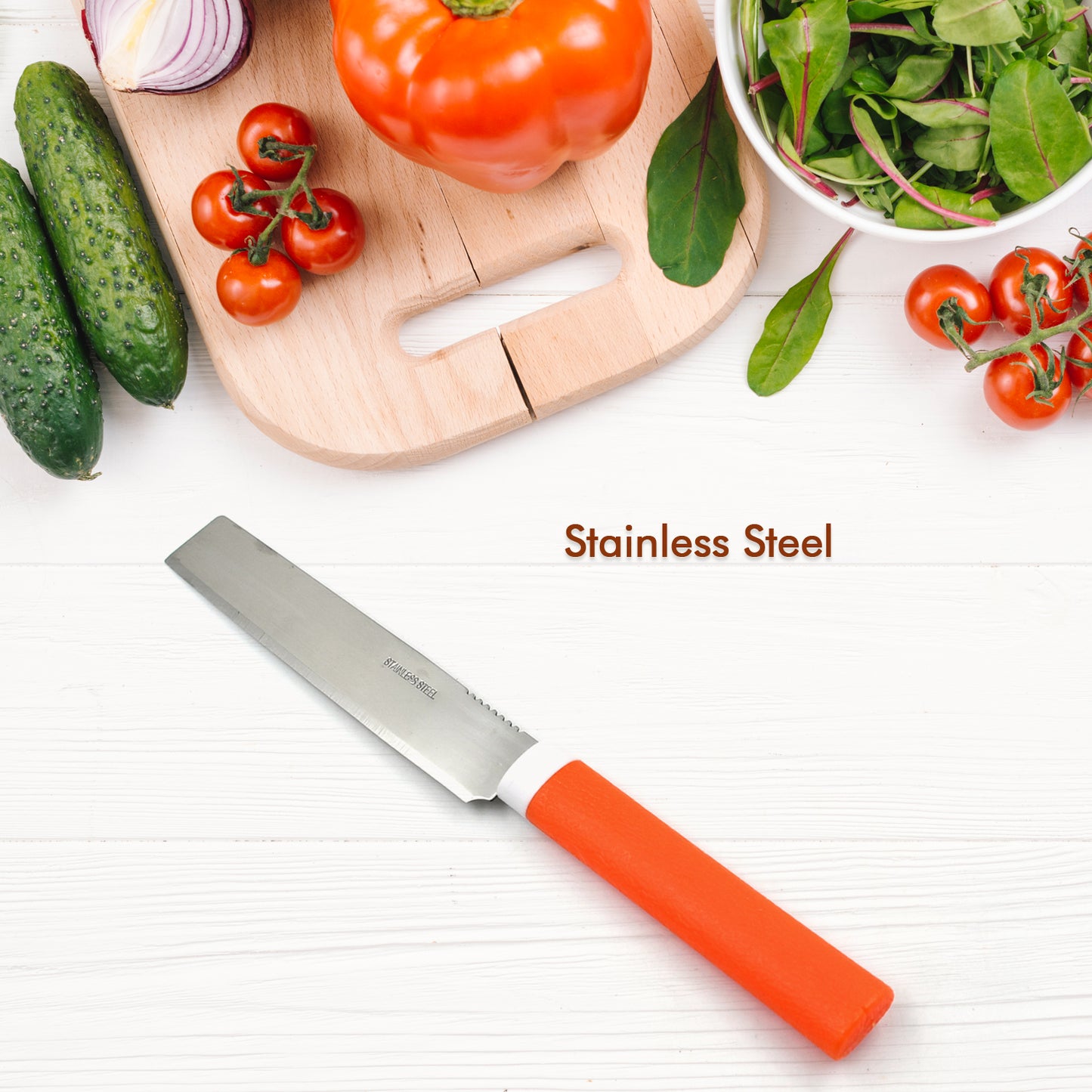 Stainless Steel Knife For Kitchen Use Knife Set Knife Non-slip Handle With Blade Cover Knife - Happy Price - Image 3