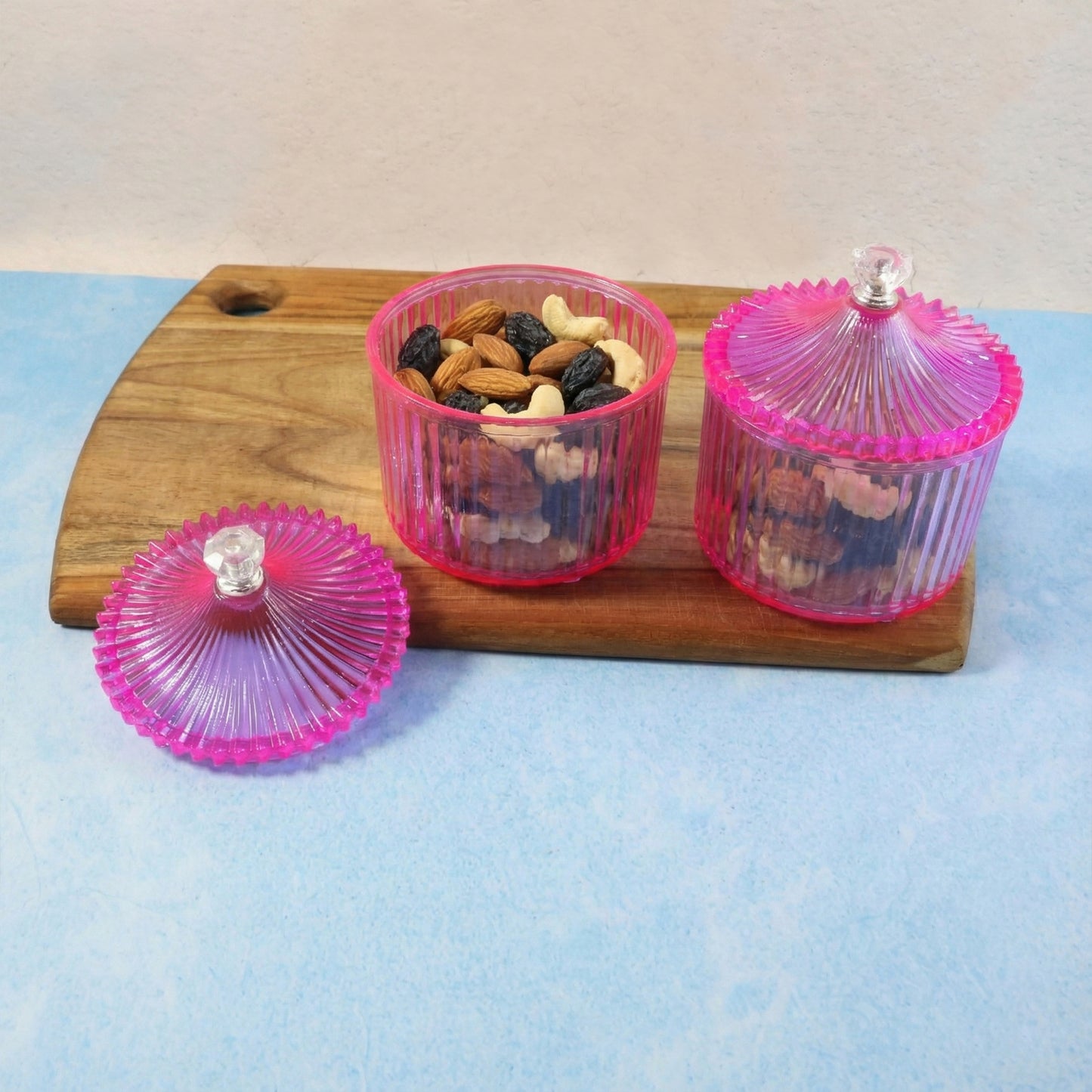 Transparent Dry Fruit Storage Jars with Decorative Lids - Set of 2 - Happy Price - Image 4