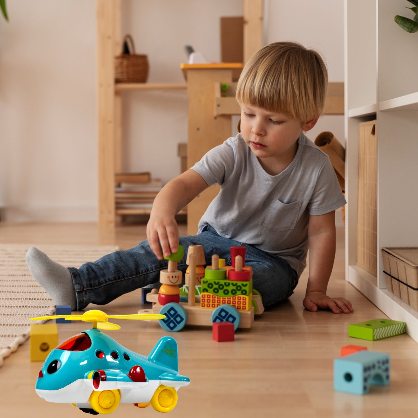Helicopter Airplane Musical Toy Toddlers With Lights Electronic Moving Cool Aeroplane Baby Development Toys Plane For 6-18 Month Old Gift To Encourage Crawling - Happy Price - Image 3