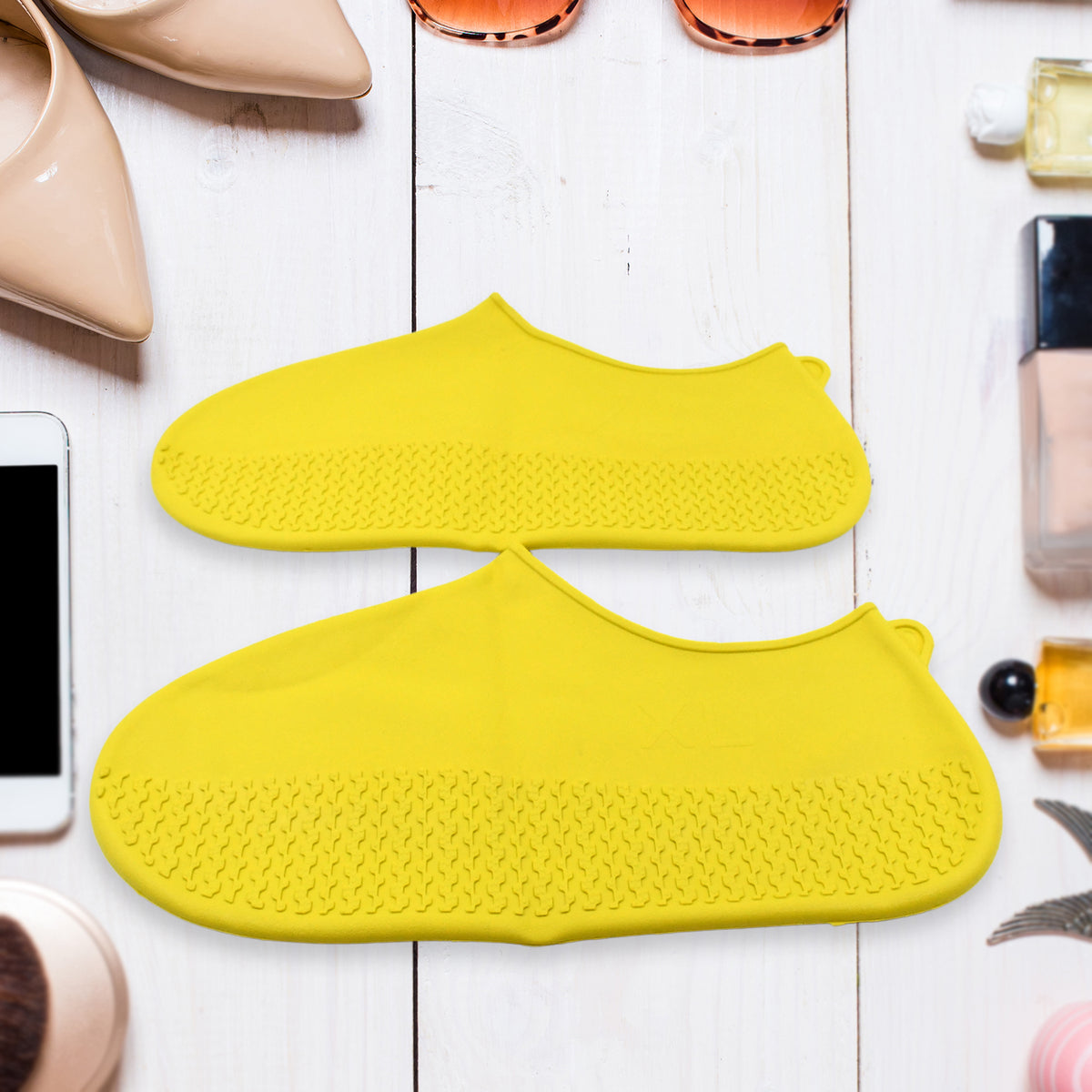 XL Yellow Reusable Silicone Shoe Covers - Waterproof & Anti-Slip (1 Pair) - Happy Price - Image 2