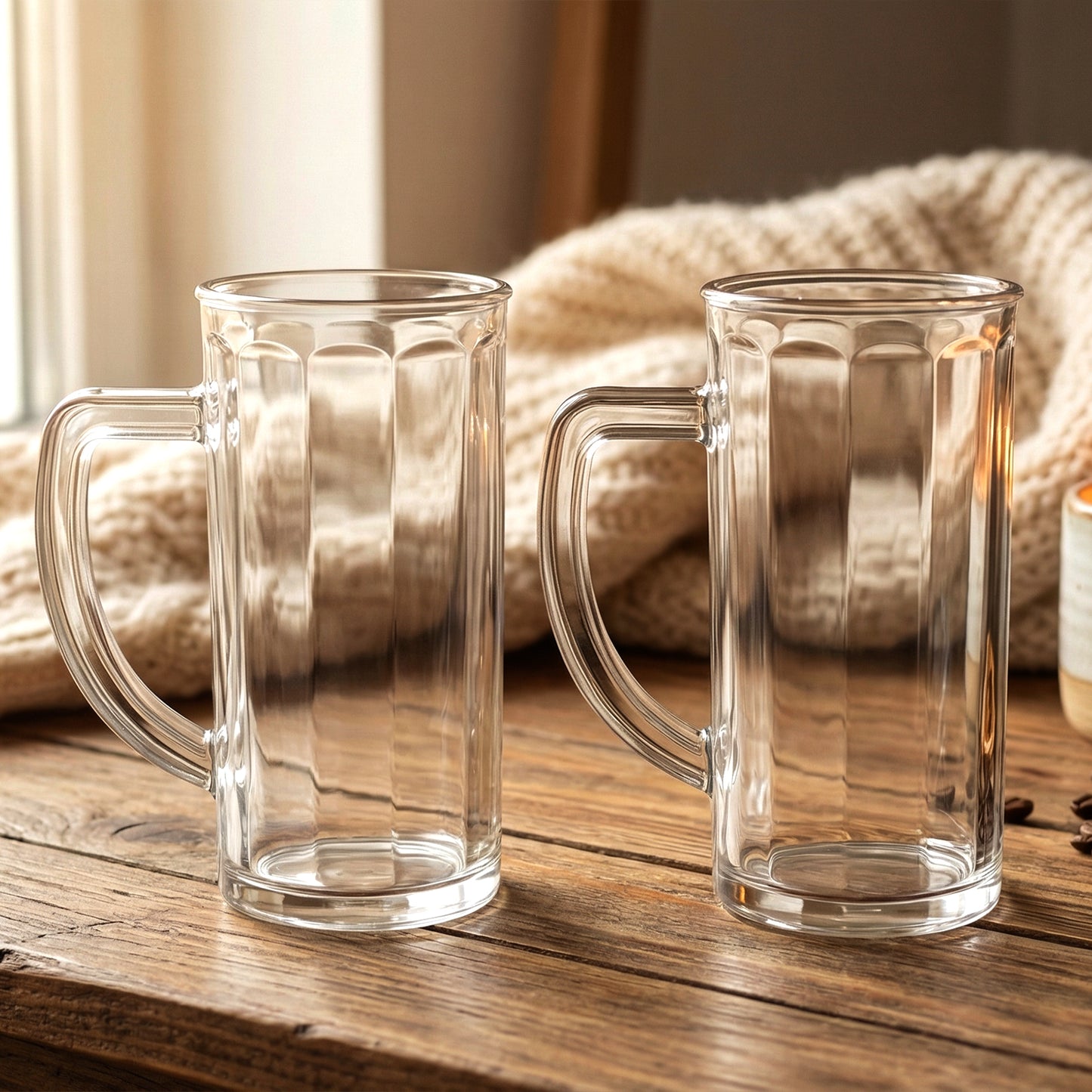 2 Pc Set 400 ML Plastic Shake Mugs with Handle - Transparent Drinkware - Great Price - Image 5
