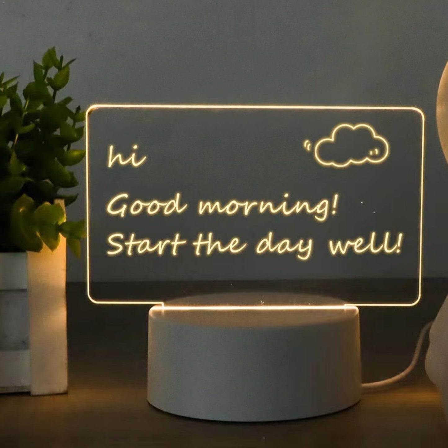 LED Acrylic Message Board Night Lamp with Erasable Marker - USB Powered - Happy Price - Image 5