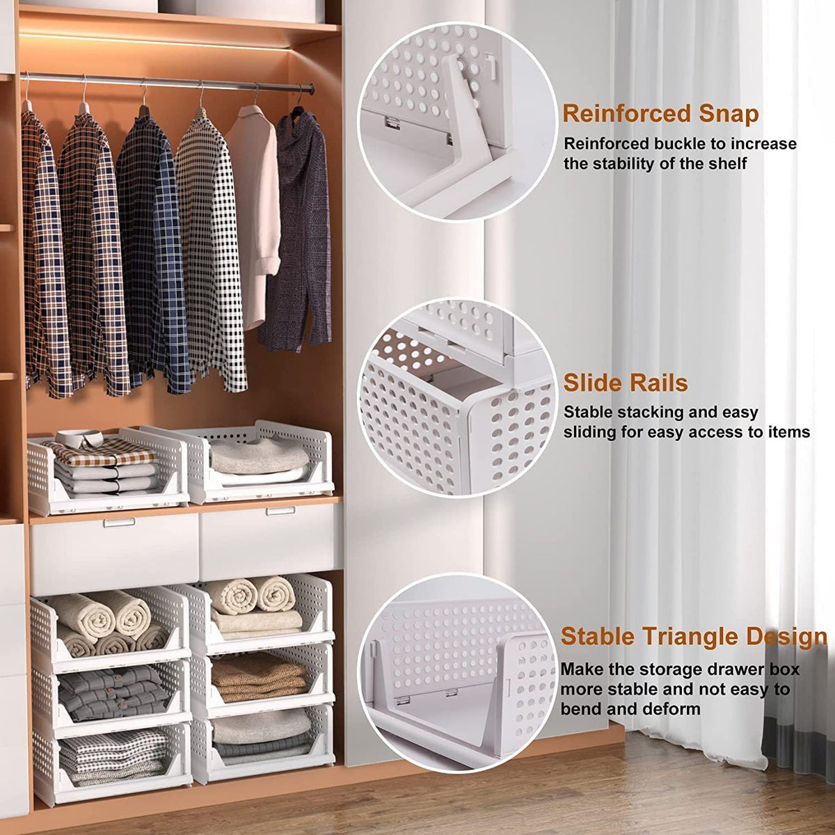 3 Layer Clothes Organizer For Wardrobe Cupboard Organizer For Clothes Foldable And Stackable Closet Organizer Drawer Organizer For Clothes Multi Purpose Plastic Drawer - Happy Price - Image 5