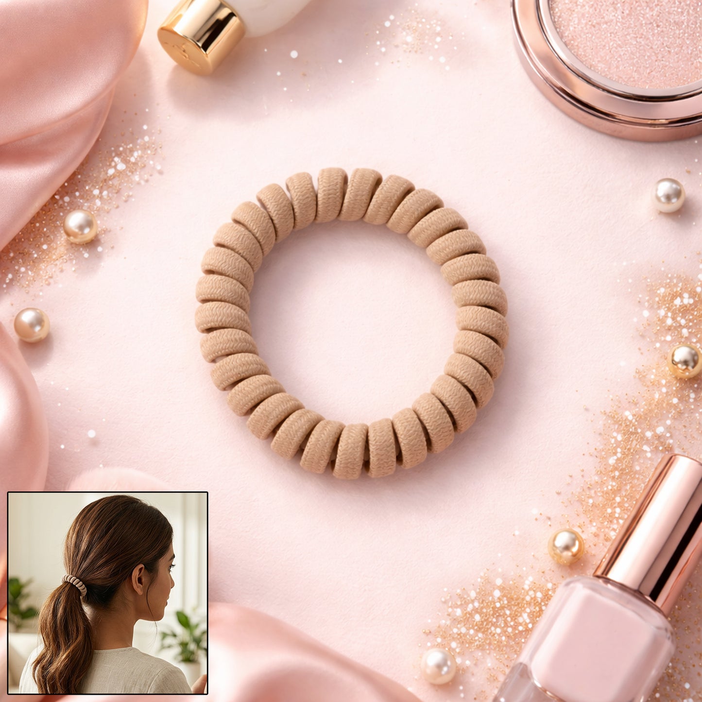 Soft Stretchable Telephone Wire Style Hair Bands Set (1 Pc)