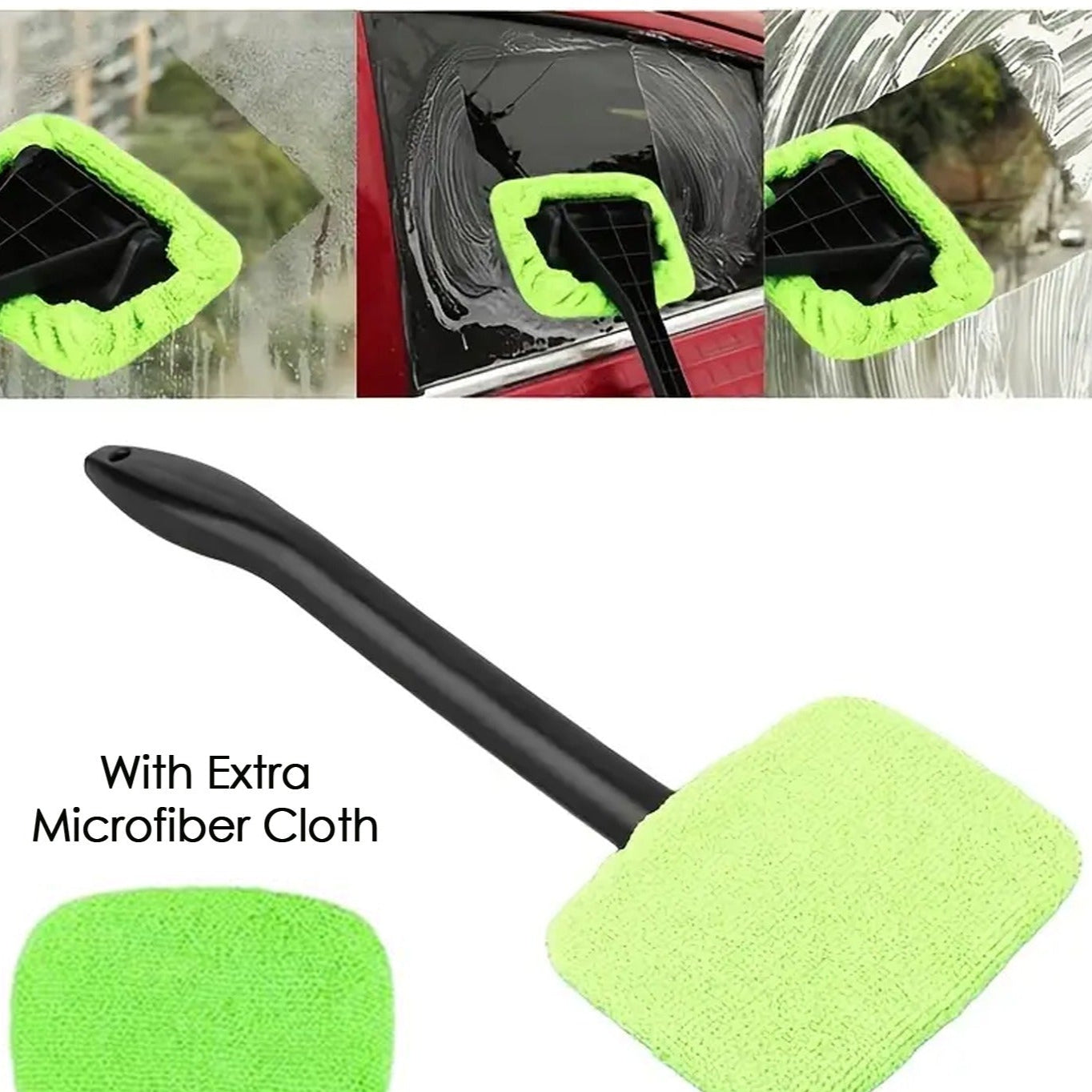 Windshield Clean Car Glass Cleaner Wiper With 1 Extra Microfiber Cloth (1 Pc 38 Cm Long) - Happy Price - Image 1