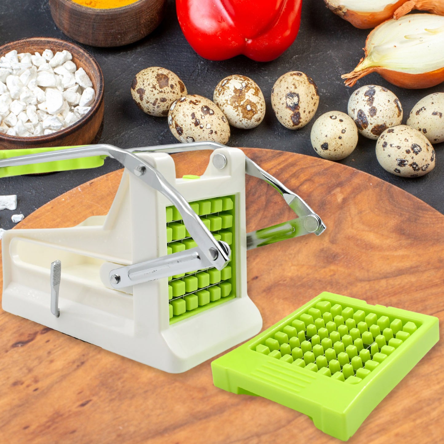 French Fry Cutter Great With Vegetables Potato Fries Cutter Professional Vegetable Cutter Stainless Steel Cutter Potato Onions Carrots Cucumbers Fruits Potato Cutter (1 Pc) - Happy Price - Image 2