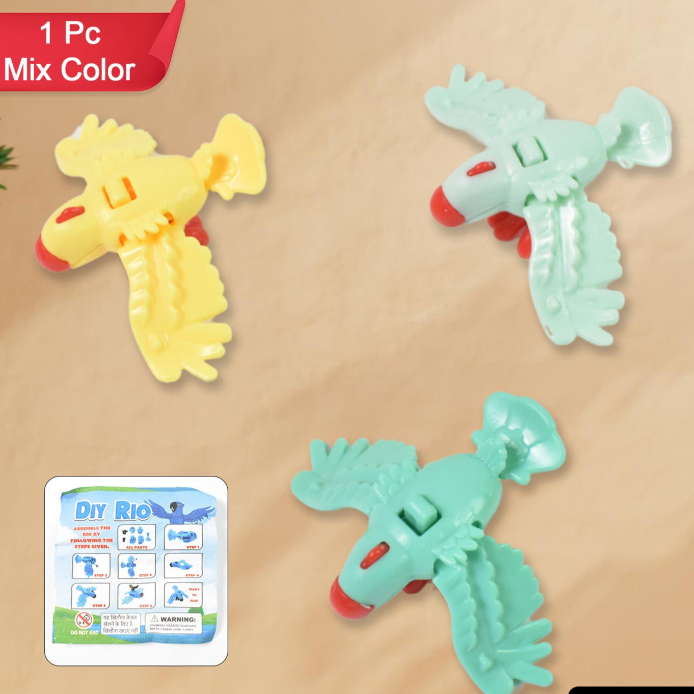 Small Diy Rio Birds Toy Promotional Toys Child Age Group 3-6 Yrs (1 Pc Mix Color Design) - Happy Price - Image 1
