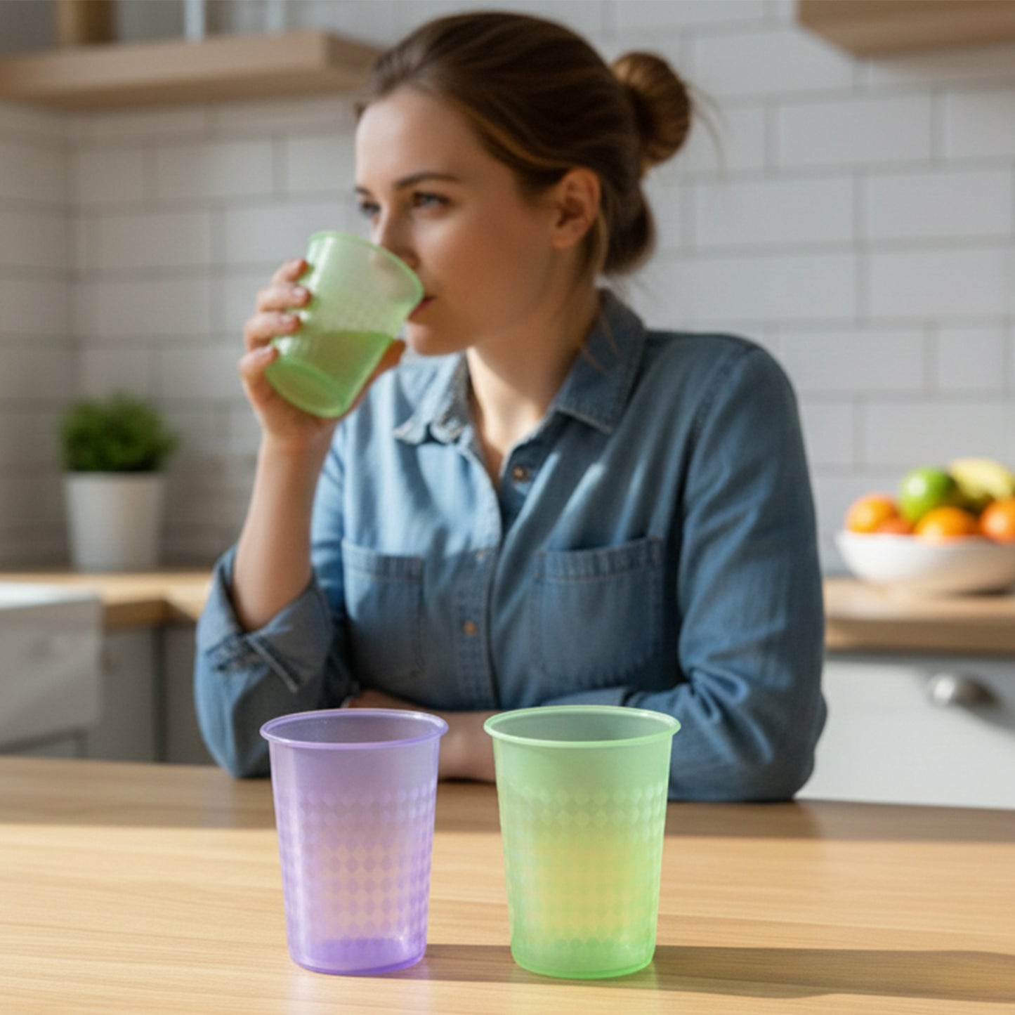 Reusable Plastic Drinking Glass, 200 ML Approx, 1 Pc, Mix Color - Happy Price - Image 3
