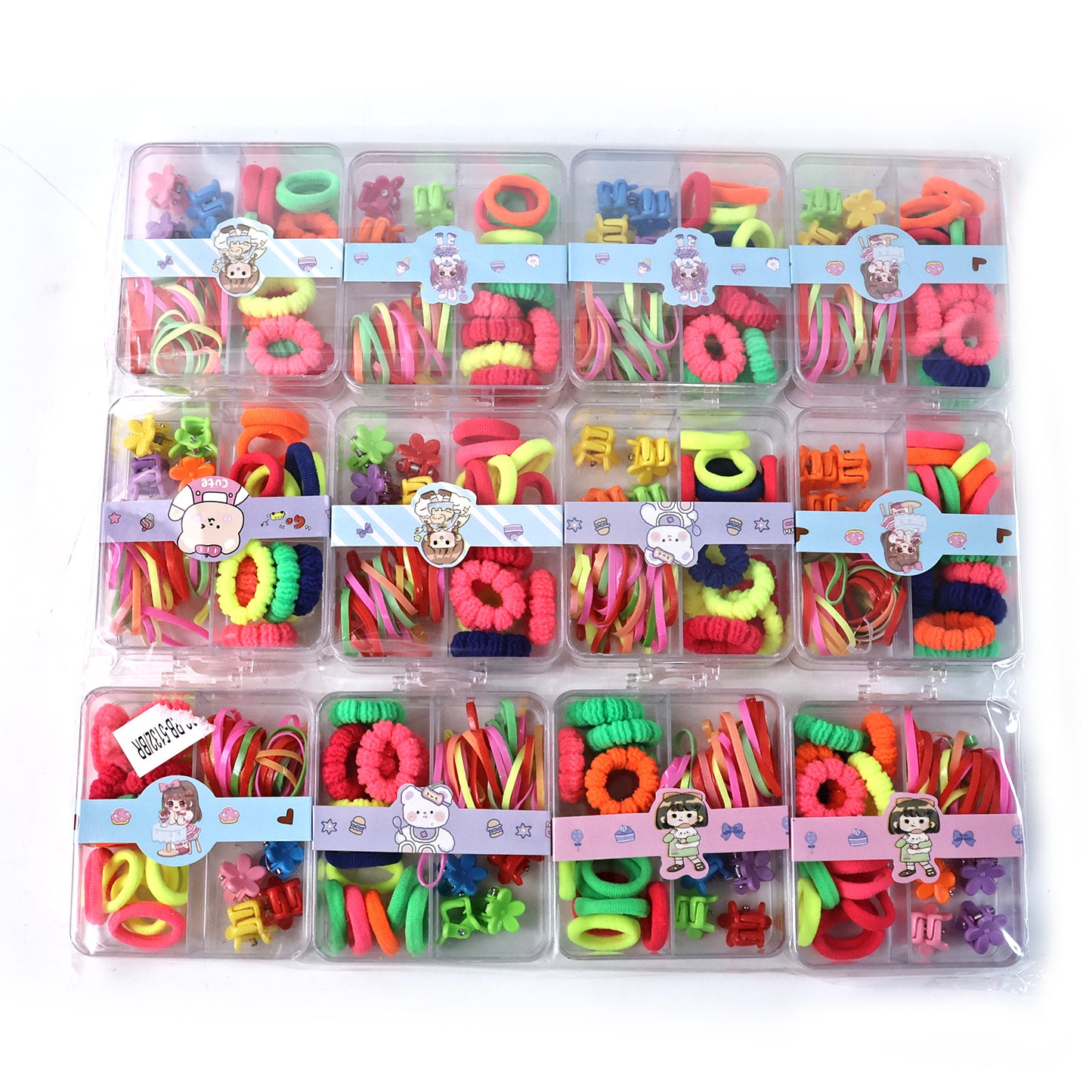 Kids Hair Accessories Set: Bands, Clips & Rubber Bands in Organizer Box (1 Set) - Happy Price - Image 2