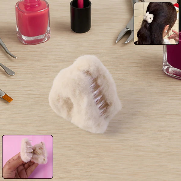 Fluffy Plush Hair Claw Clip - 1 Piece - Happy Price - Image 5