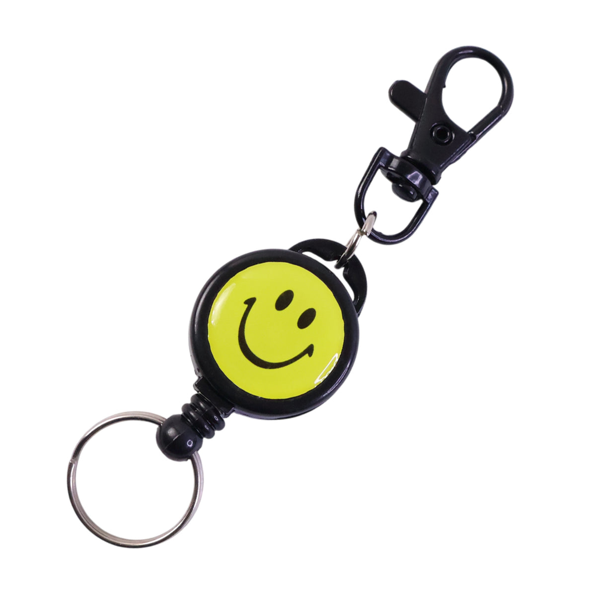 Smiley Face Retractable Keychain with Clip (1 Pc) - Happy Price - Image 4