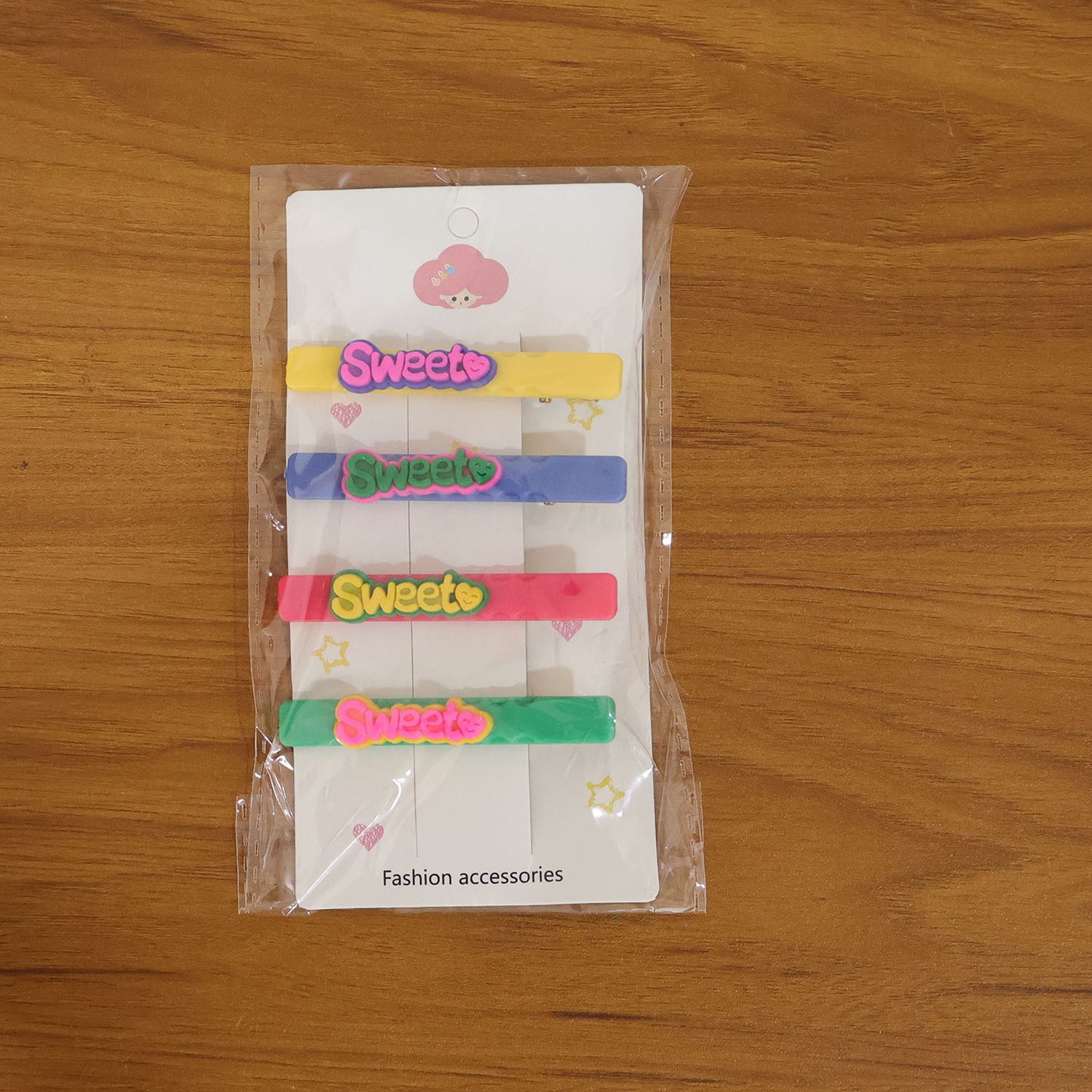 Sweet Text Hair Clips for Girls - 4 Pc Fashion Hair Pins - Happy Price - Image 7