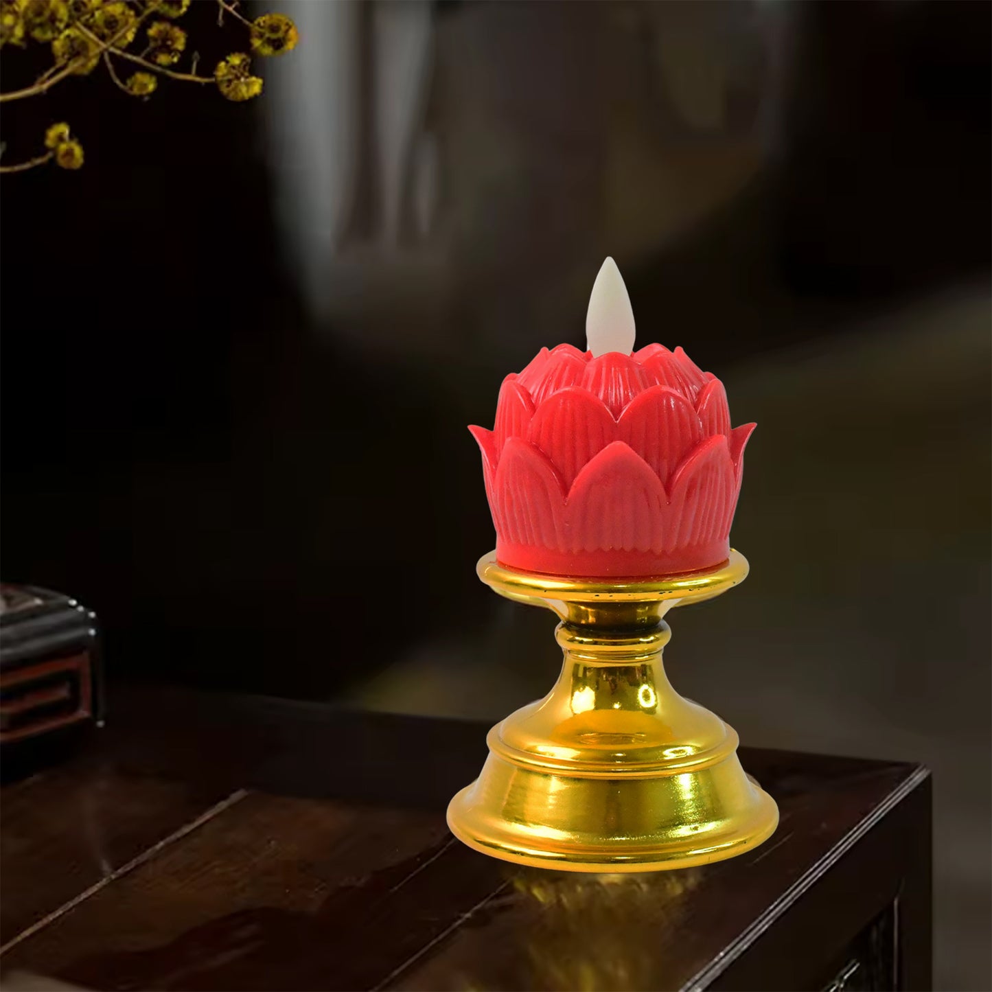 Lotus Shaped LED Flameless Candle with Holder (1 Pc) - Safe & Decorative Light - Happy Price - Image 5