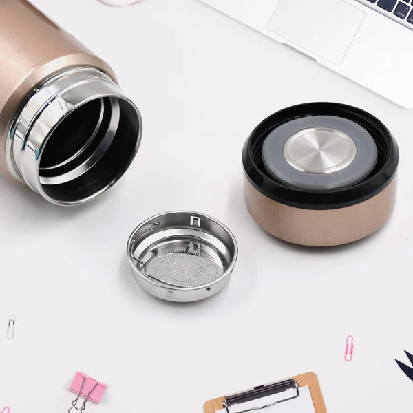 Stainless Steel Vacuum Flask with Cup Lid - Hot & Cold Drinks - Travel Thermos (1 Pc)