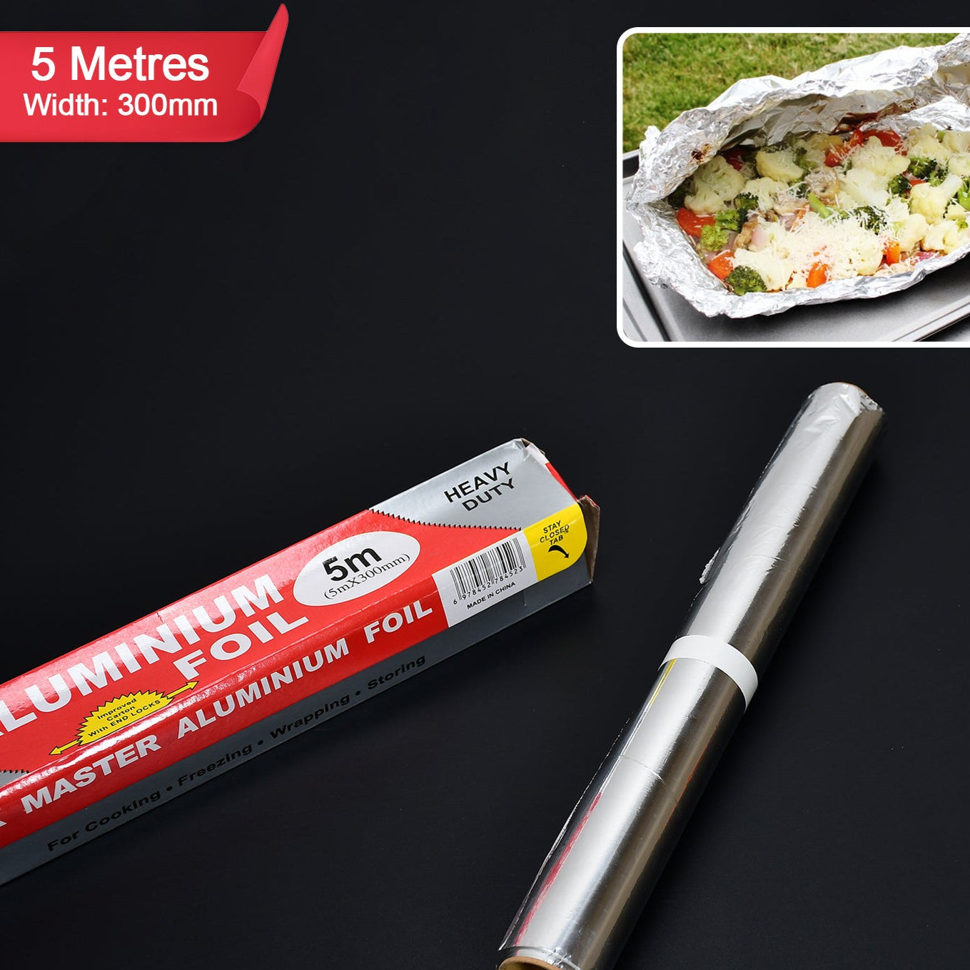 Aluminum Foil Roll Heavy Duty Non Stick Thick Aluminum Foil Sheet Baking Grilling Tool (5mx300mm) - Happy Price - Image 1
