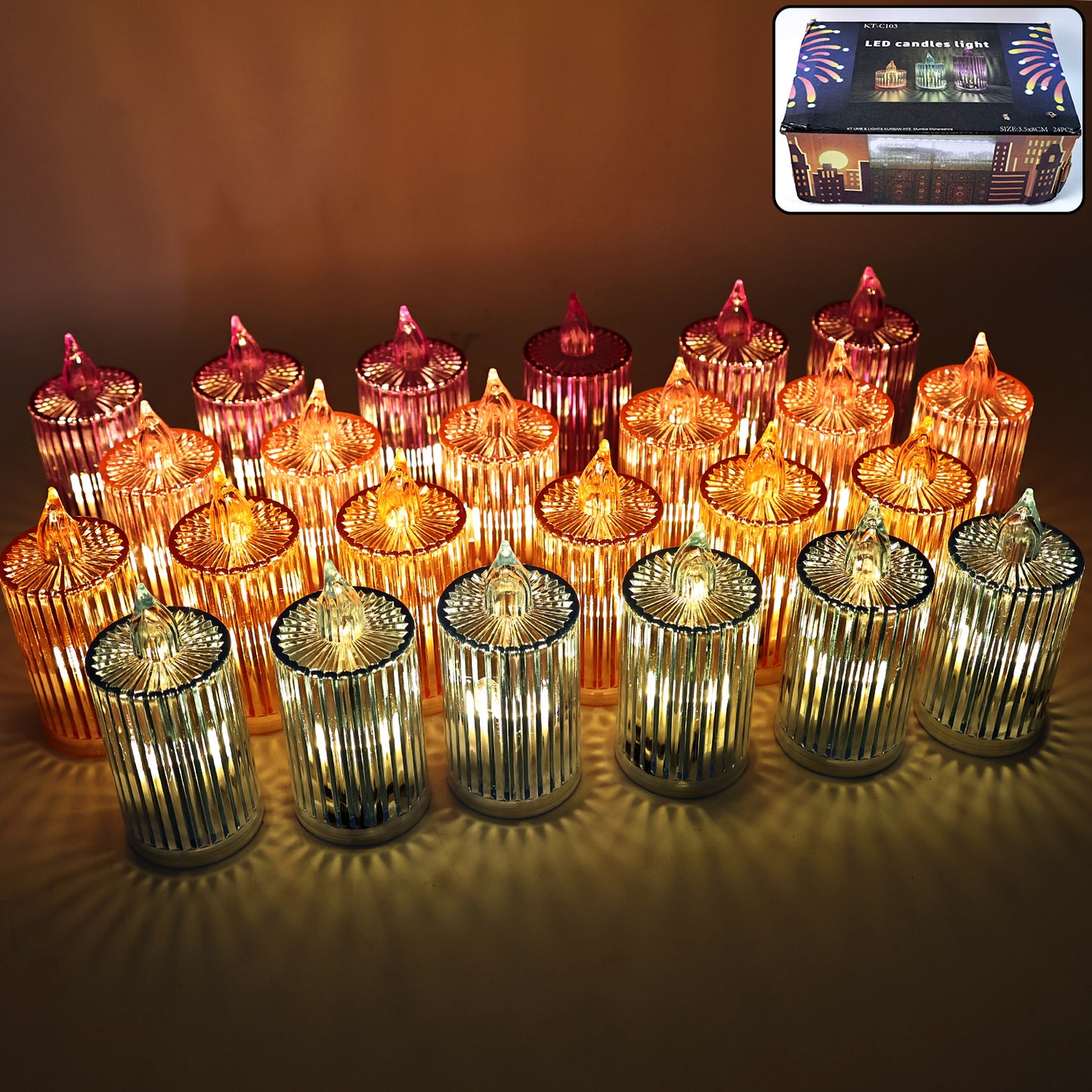 Decorative Flameless Electronic Led Candle Light Set (24 Pc) - Happy Price - Image 3