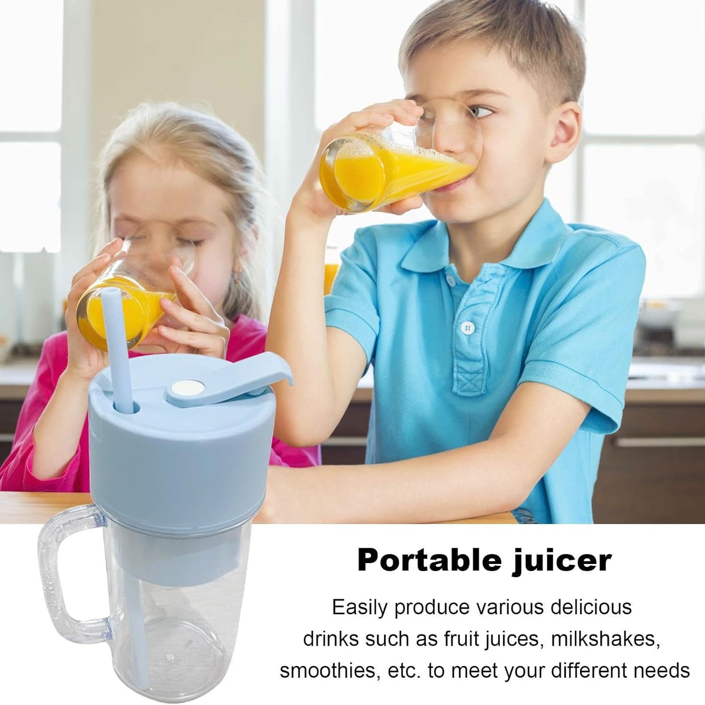 Portable USB Rechargeable Juicer Blender (340ml) with 6 Blades and Handle - Happy Price - Image 7