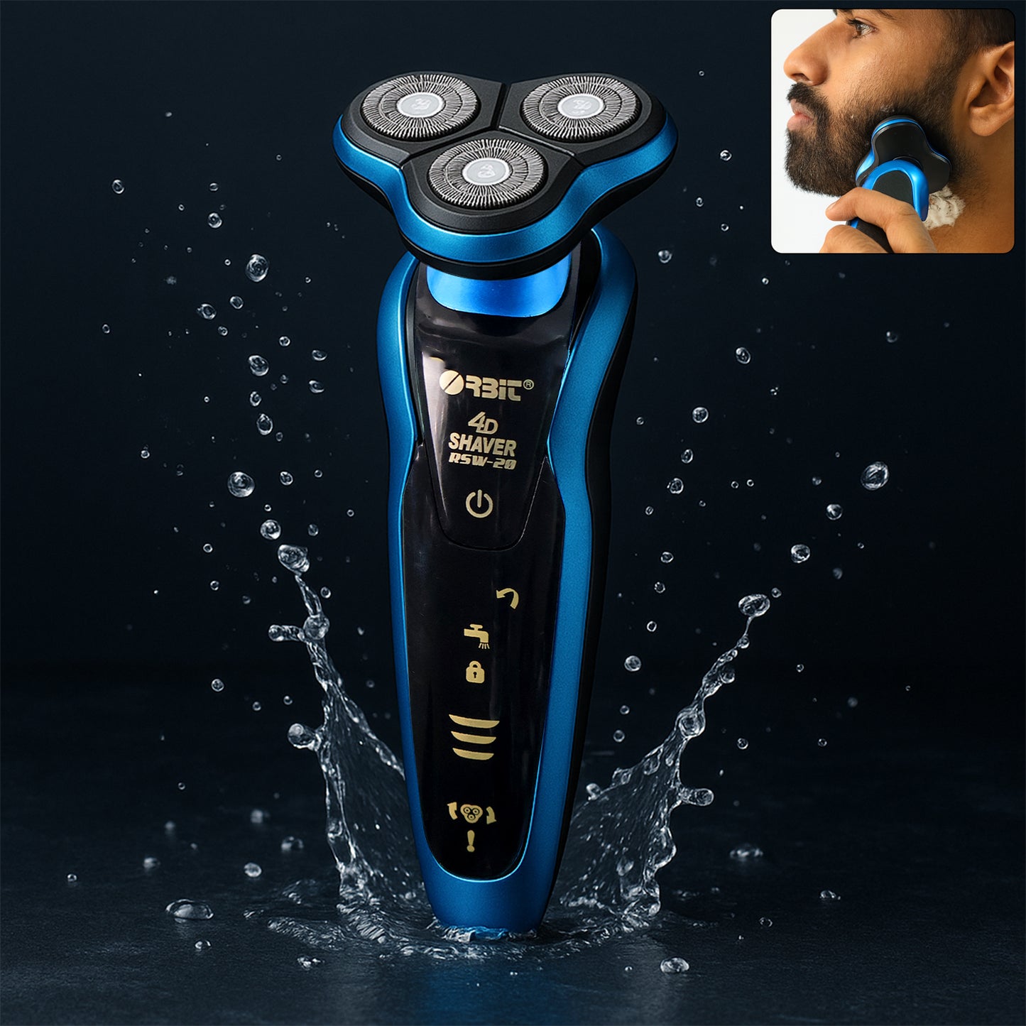 Orbit 4D Rechargeable Electric Shaver for Men - Waterproof, Cordless Beard Trimmer (1 Pc) - Happy Price - Image 3
