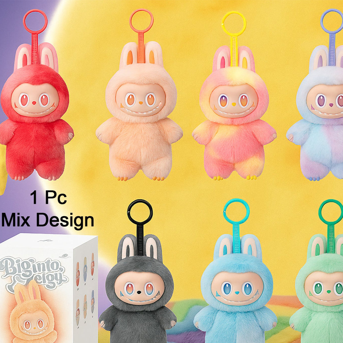 Plush Toy Cartoon Keychain With Hook Assorted Colorful Animal Design 1 Pc (Mix Design) - Happy Price - Image 1