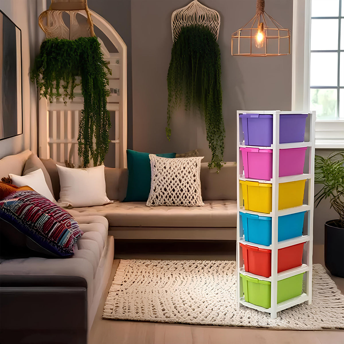 6-layer Multi-colored Plastic Storage Drawer Cabinet - Happy Price - Image 4