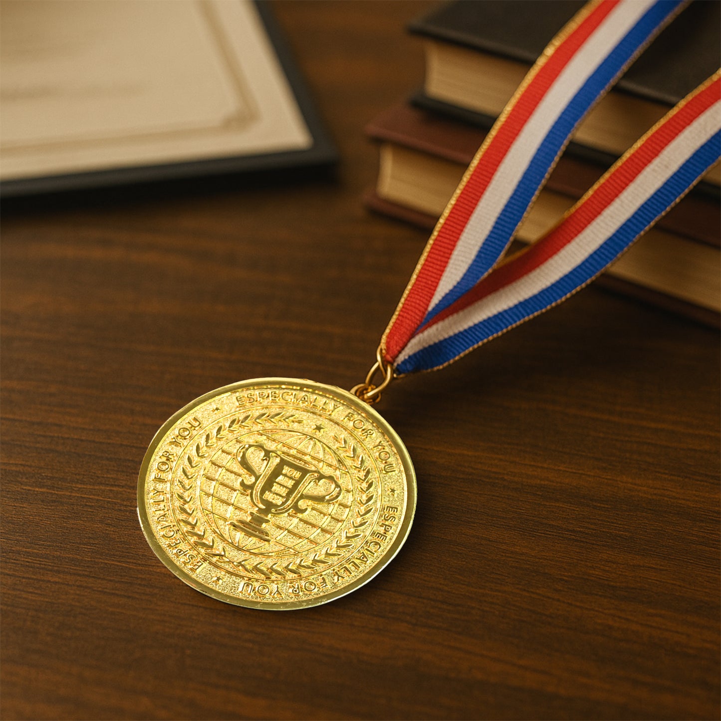 Gold Metal Medal With Tricolor Ribbon (1 Pc) - Happy Price - Image 5