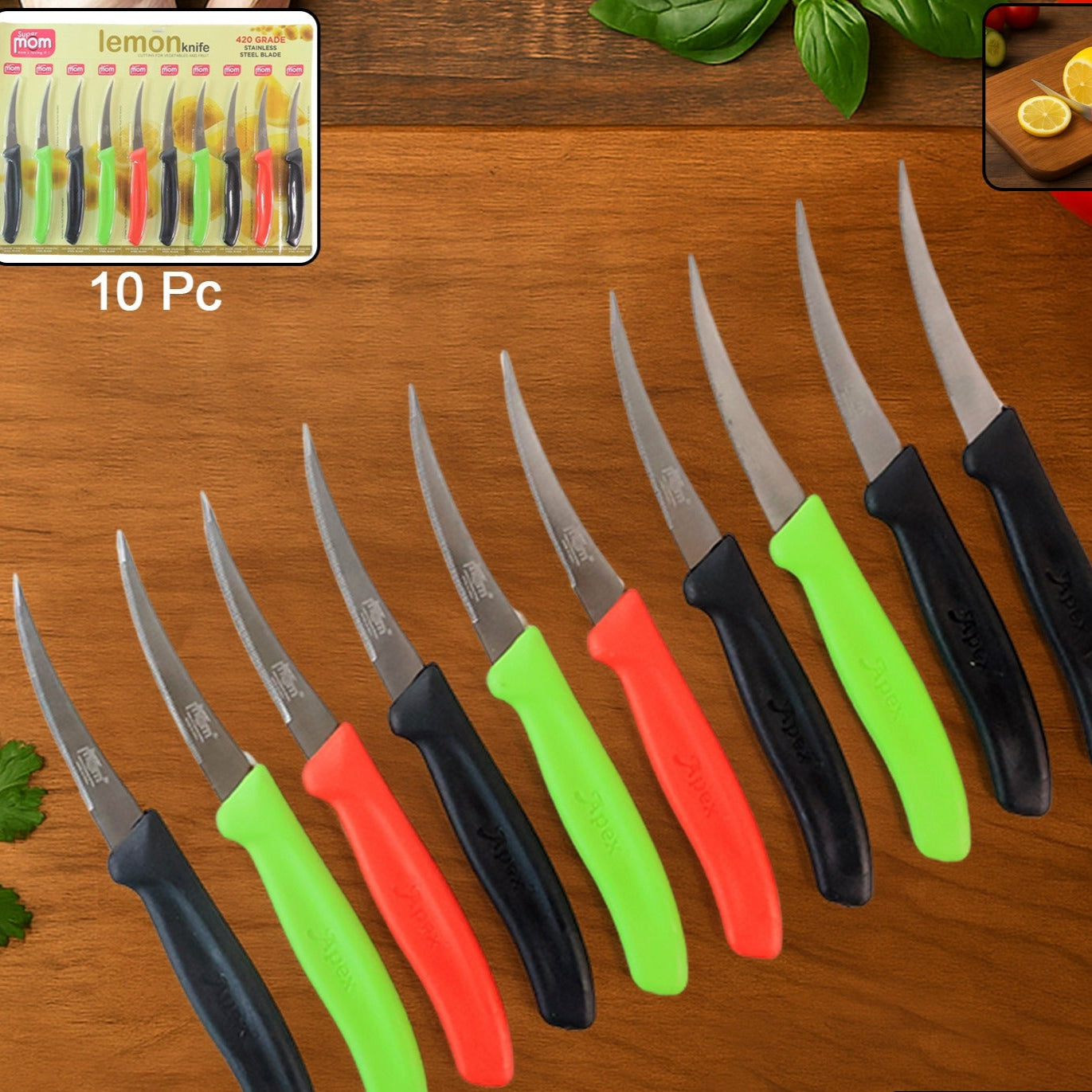 10 Pc Stainless Steel Fruit & Vegetable Knives Set - Serrated Edge - Happy Price - Image 1