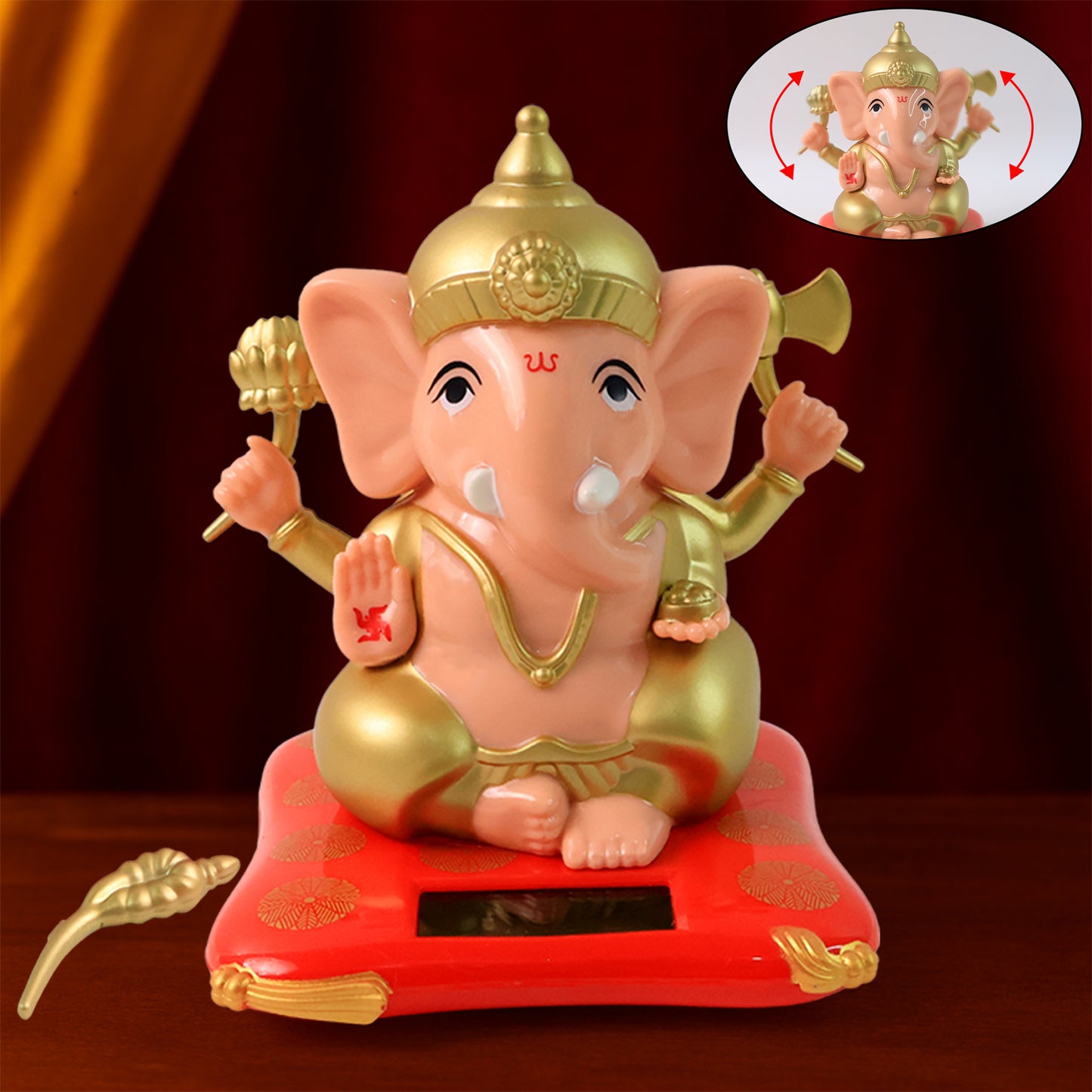 Solar-Powered Ganesha Idol - Dancing Lord Ganpati Showpiece for Car Dashboard & Home Decor (1 Pc) - Happy Price - Image 3