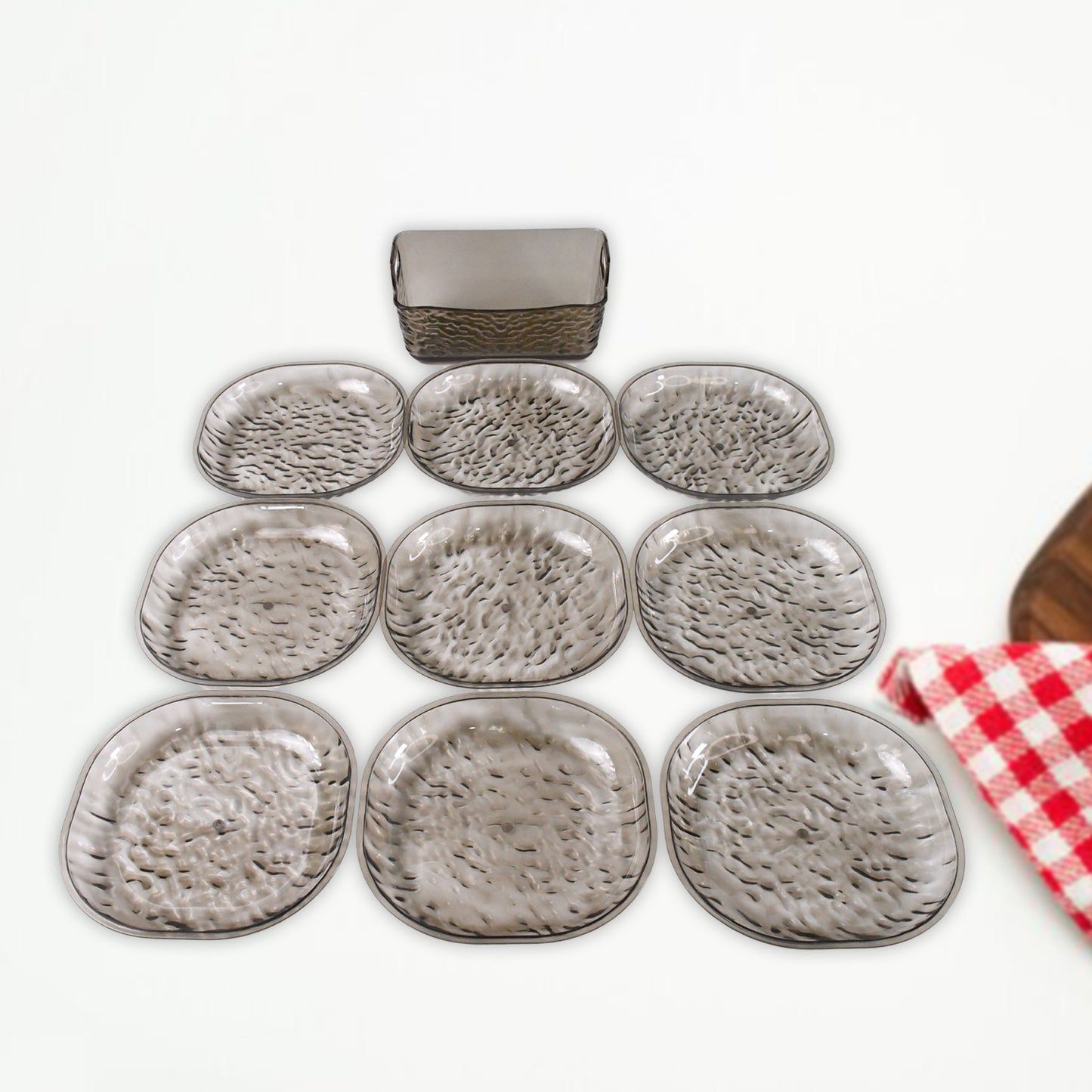 Plastic Household Plates Dinner Plates Dish Tray Skewer Bone Plate Set (10 Pcs Set) - Happy Price - Image 4