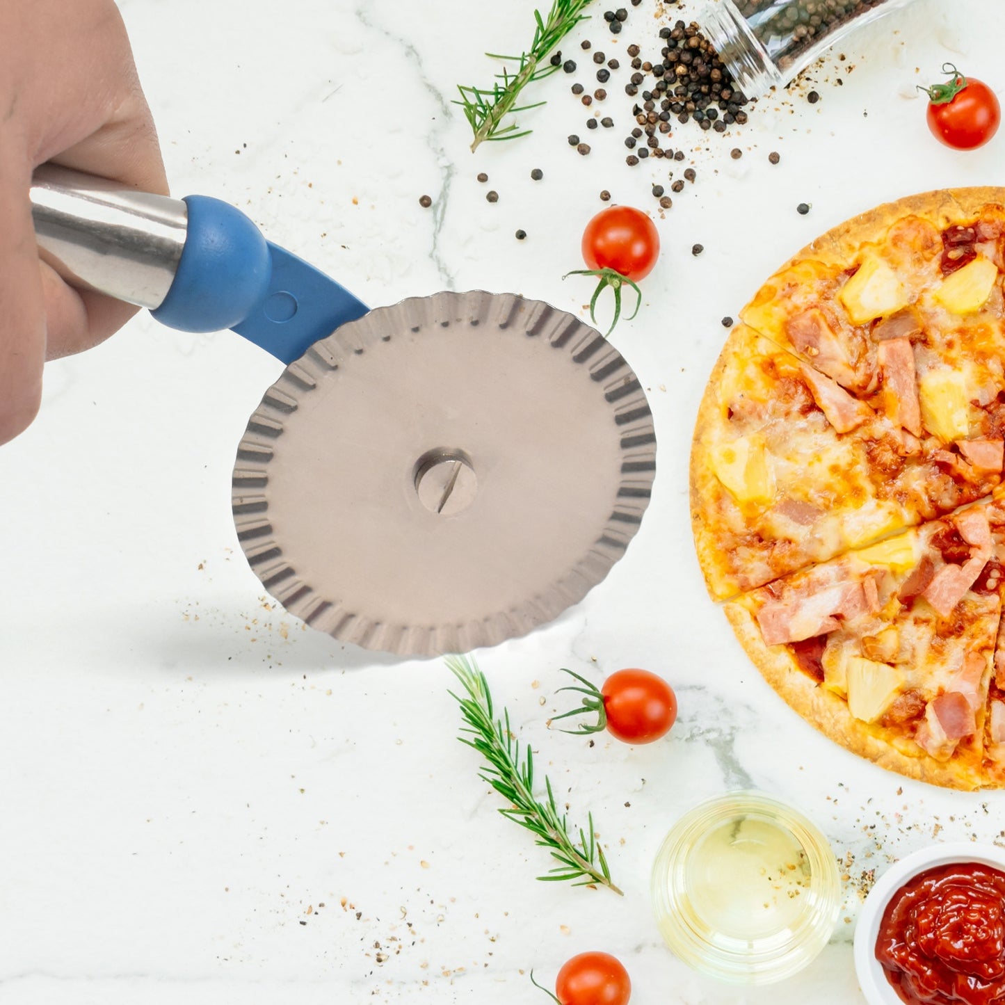 Multi Purpose Use Curly Pizza Cutter Pastry Cutter Sandwiches Cutter (1 Pc) - Happy Price - Image 3