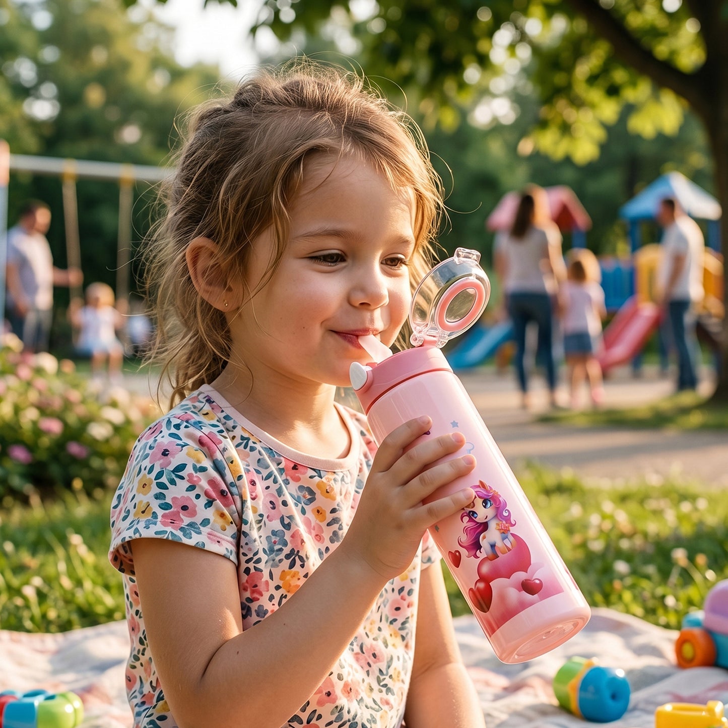 Kids Cartoon Water Bottle with Flip Lid and Straw - 500 ML, 1 Pc - Great Price - Image 6