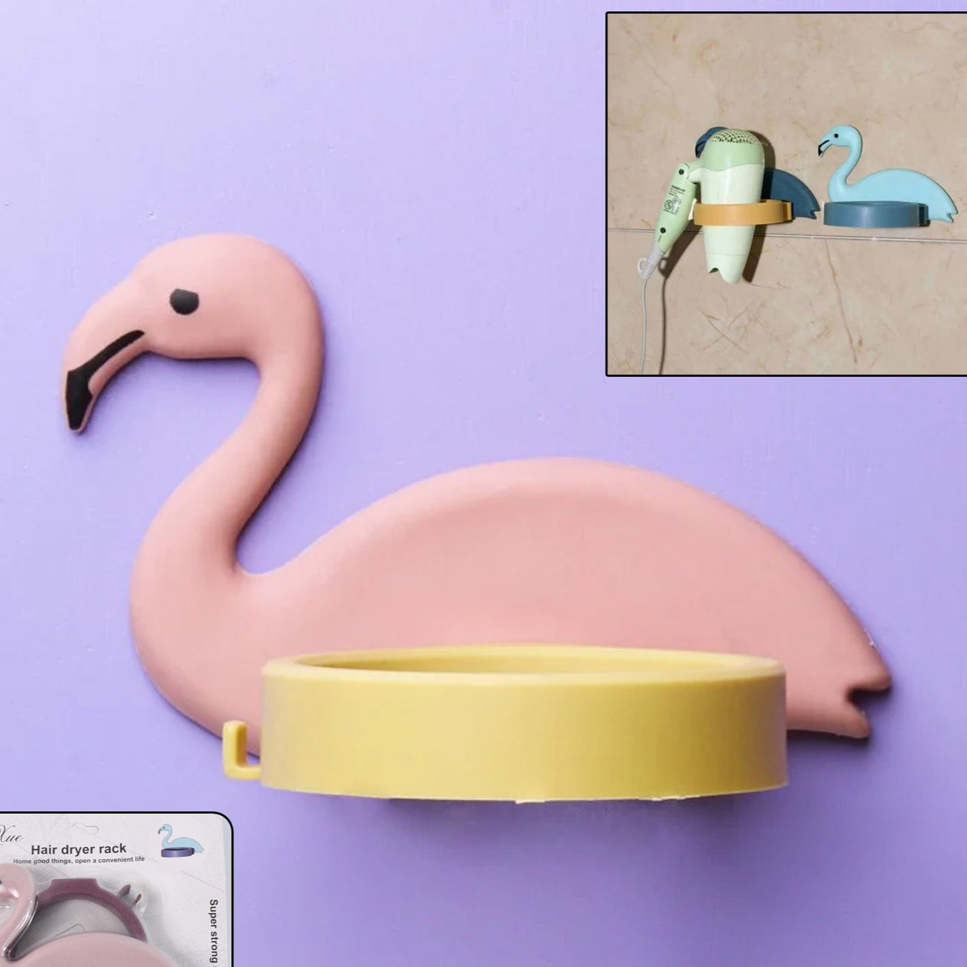 Hair Dryer Wall Mount Holder Organiser Stand With Hooks For Bathroom Storage - Happy Price - Image 1