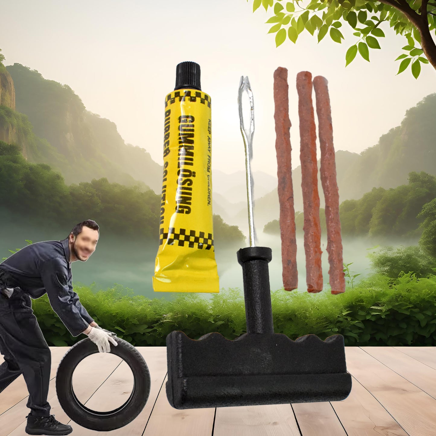 Tyre Puncture Repair Kit With 3 Seal Strips (5 Pcs Set) - Happy Price - Image 6