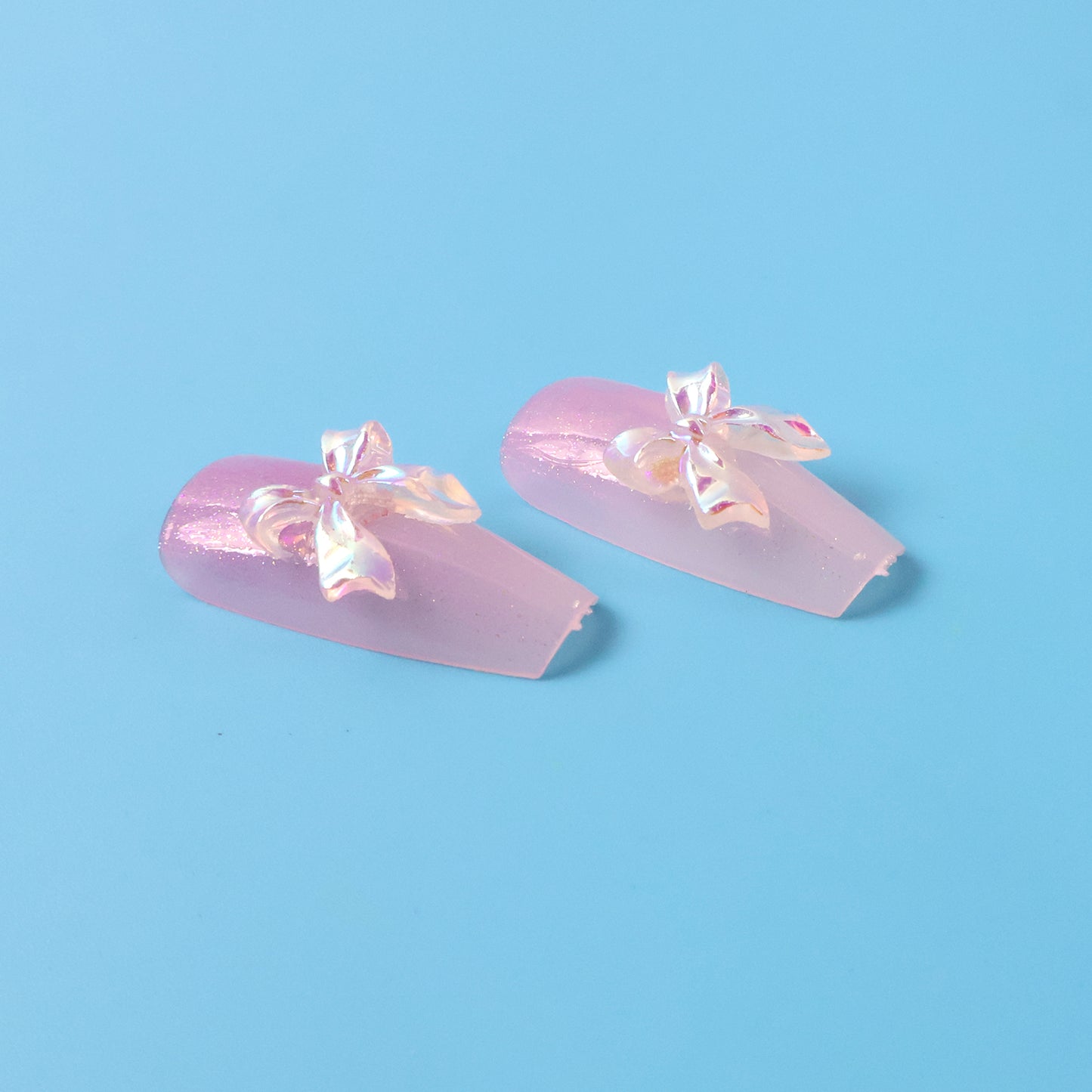 Artificial Press-On Nails - Long Coffin Shape, Mix Design, Glossy Finish (1 Set) - Happy Price - Image 3