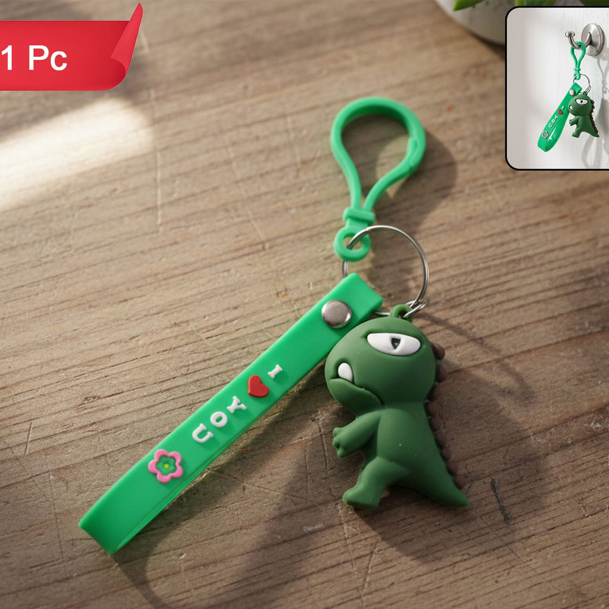 Cute Dinosaur Silicone Wrist Loop Keychain (1 Pc) - Happy Price - Image 1