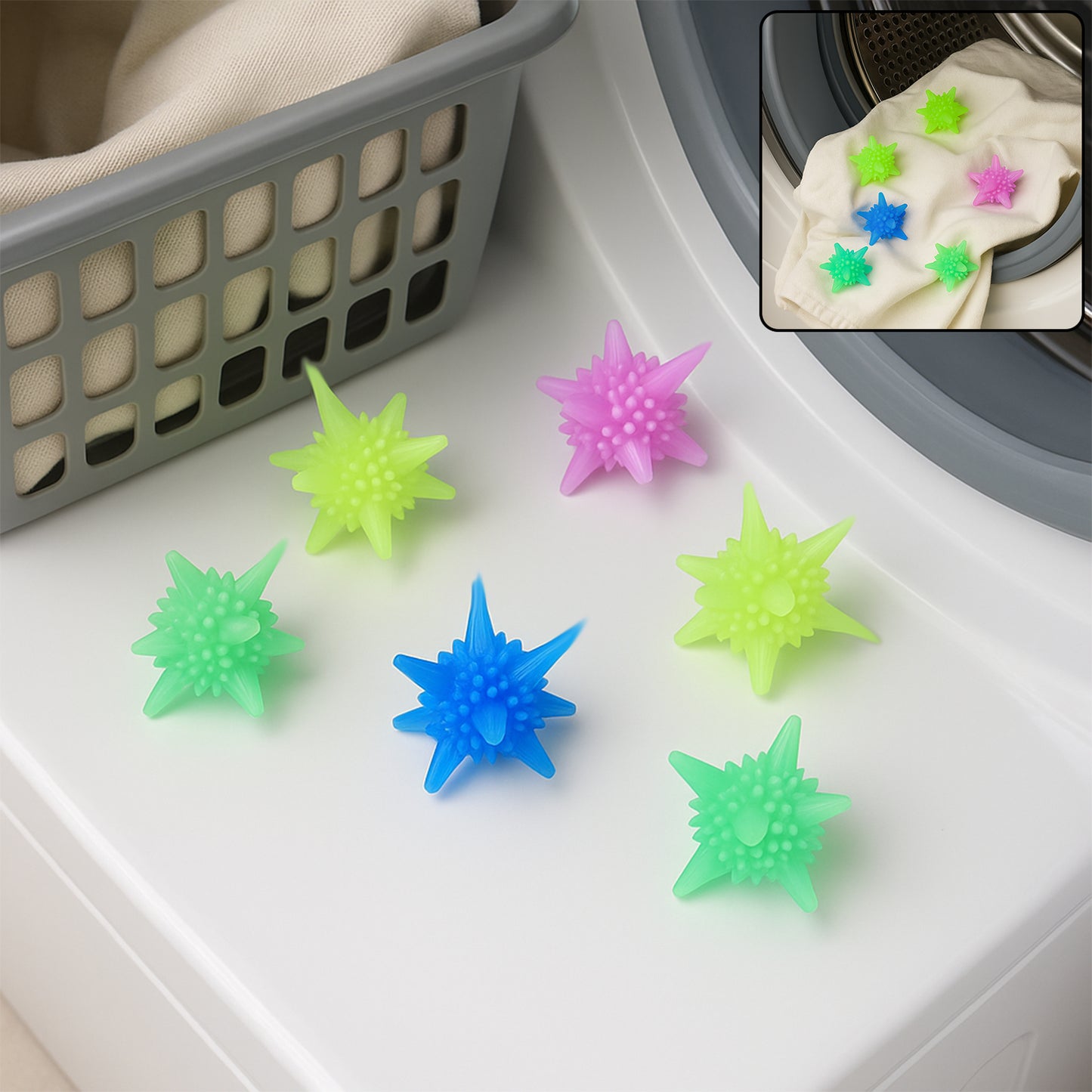 Washing Machine Laundry Reusable Soft Spiky Balls (6 Pc) - Happy Price - Image 3