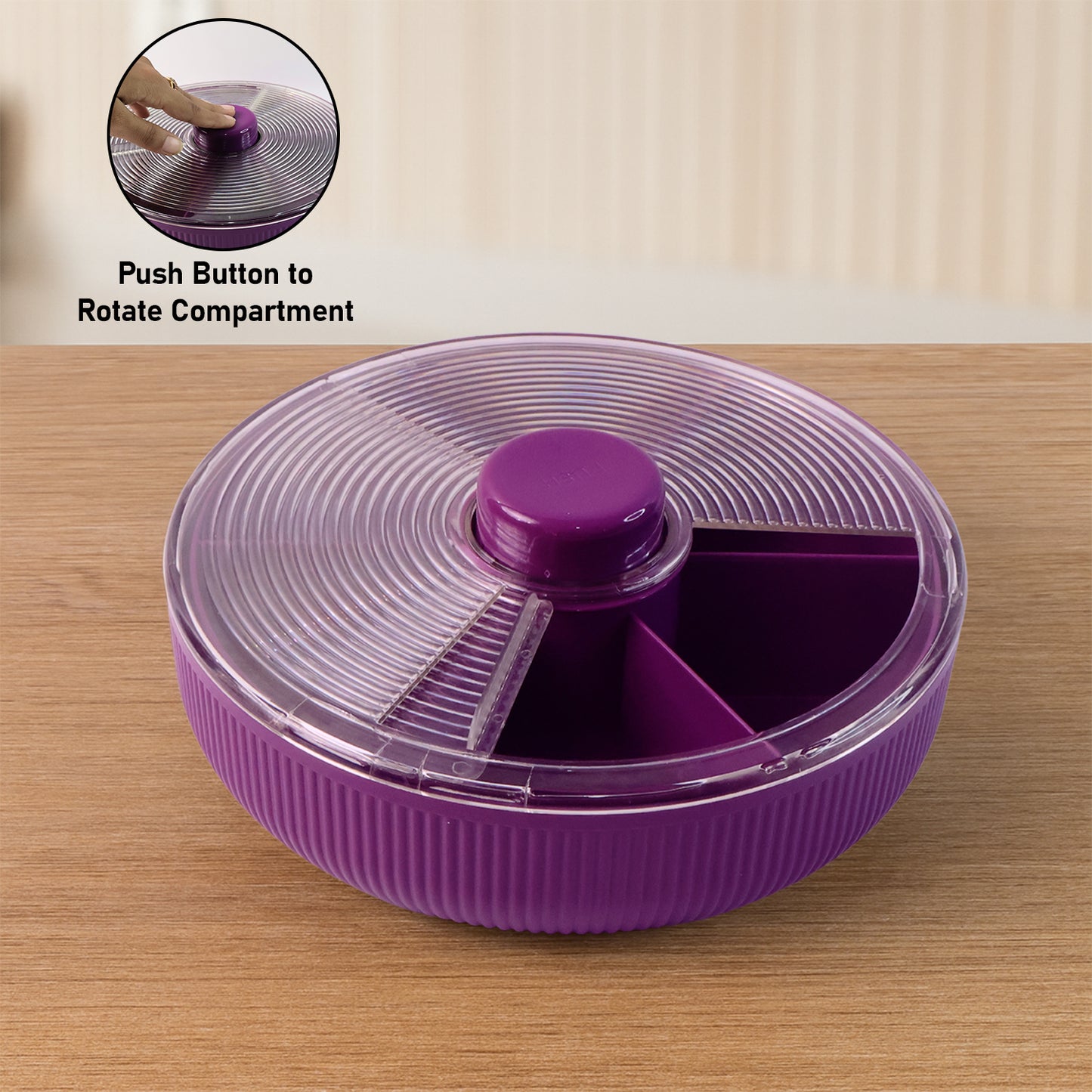 Rotating Snack and Dry Fruit Organizer Box - 1 Pc Purple - Happy Price - Image 6