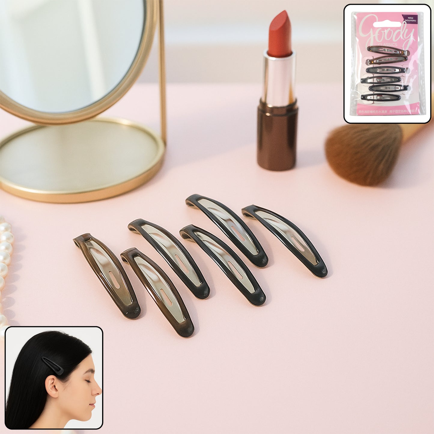 Hair Clips for Women & Girls - 6 Piece Set - Metal Snap Barrettes for Secure Styling - Happy Price - Image 2