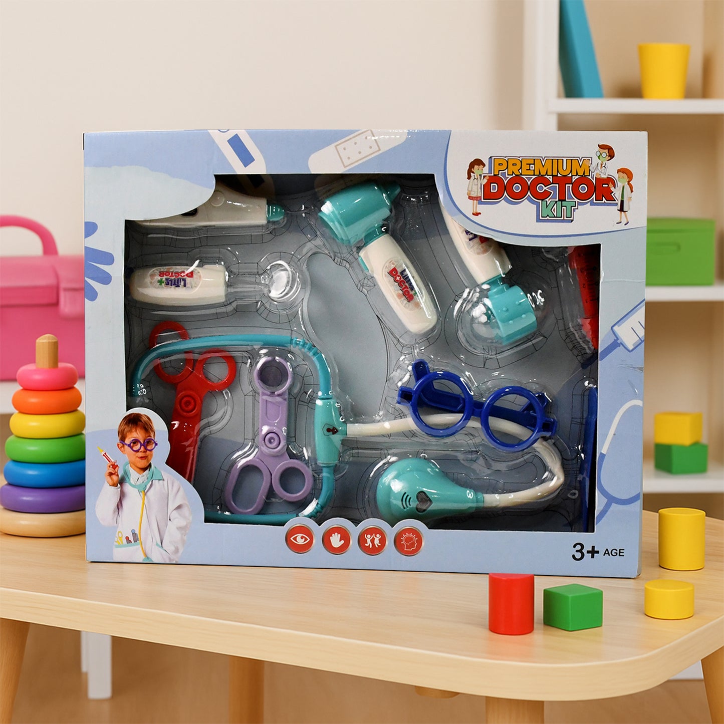 10 Pc Kids Doctor Play Set - Pretend Medical Kit with Stethoscope & Accessories - Happy Price - Image 3