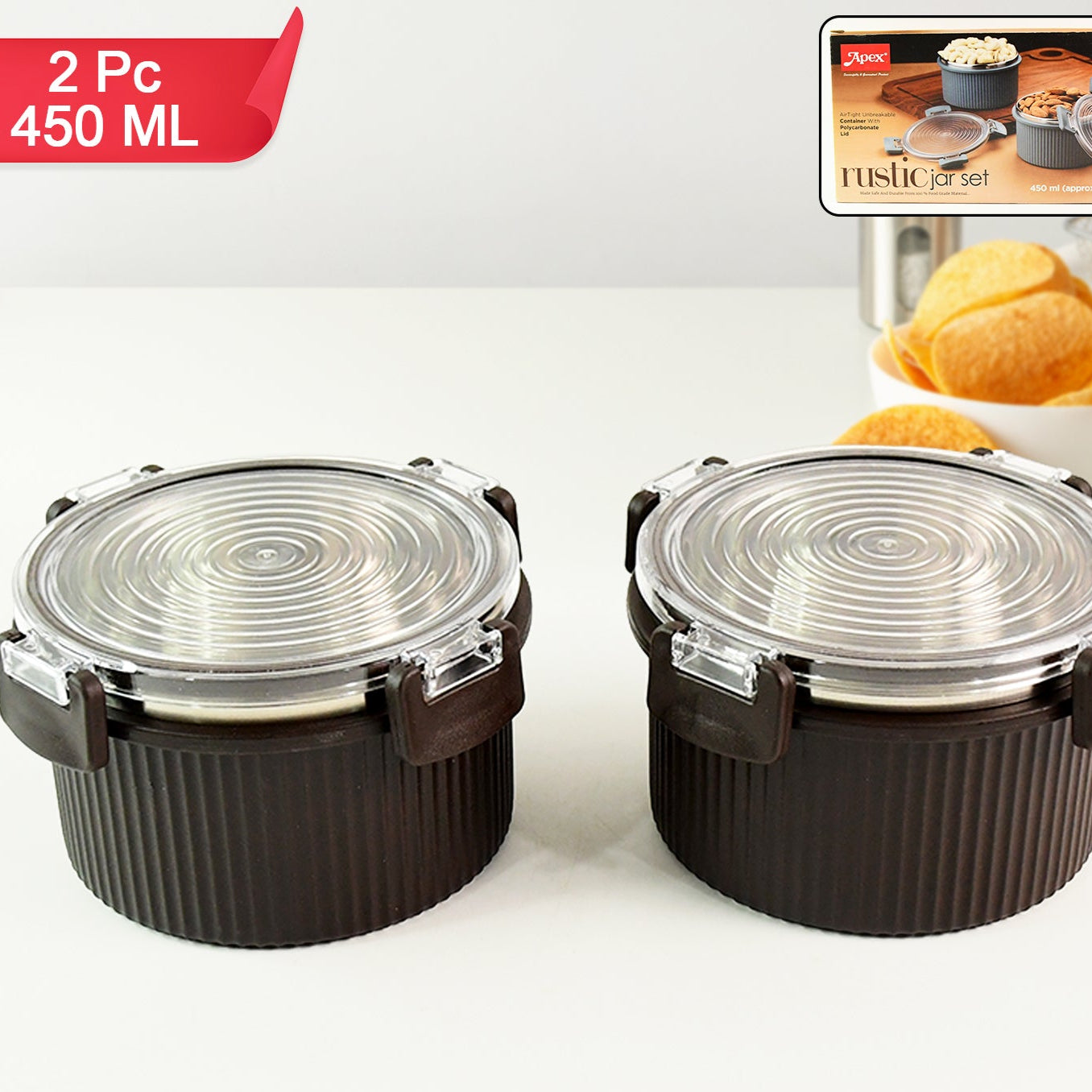 Apex Rustic Jar Set 2 Pcs 450ml Each Approx - Happy Price - Image 1