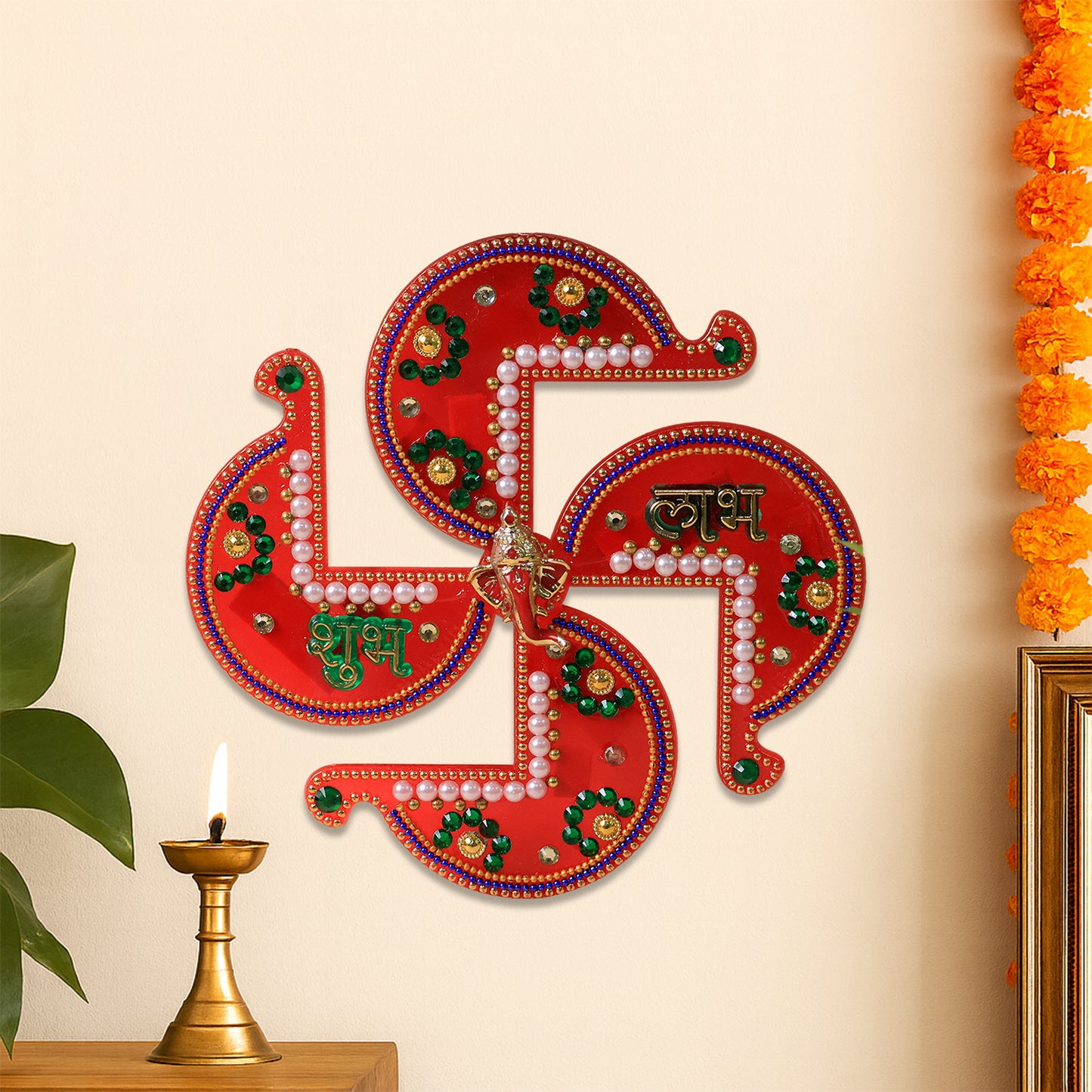 Acrylic Swastik Shubh Labh Wall Hanging - Auspicious Home Decor (1 Pc) - Happy Price - Image 6