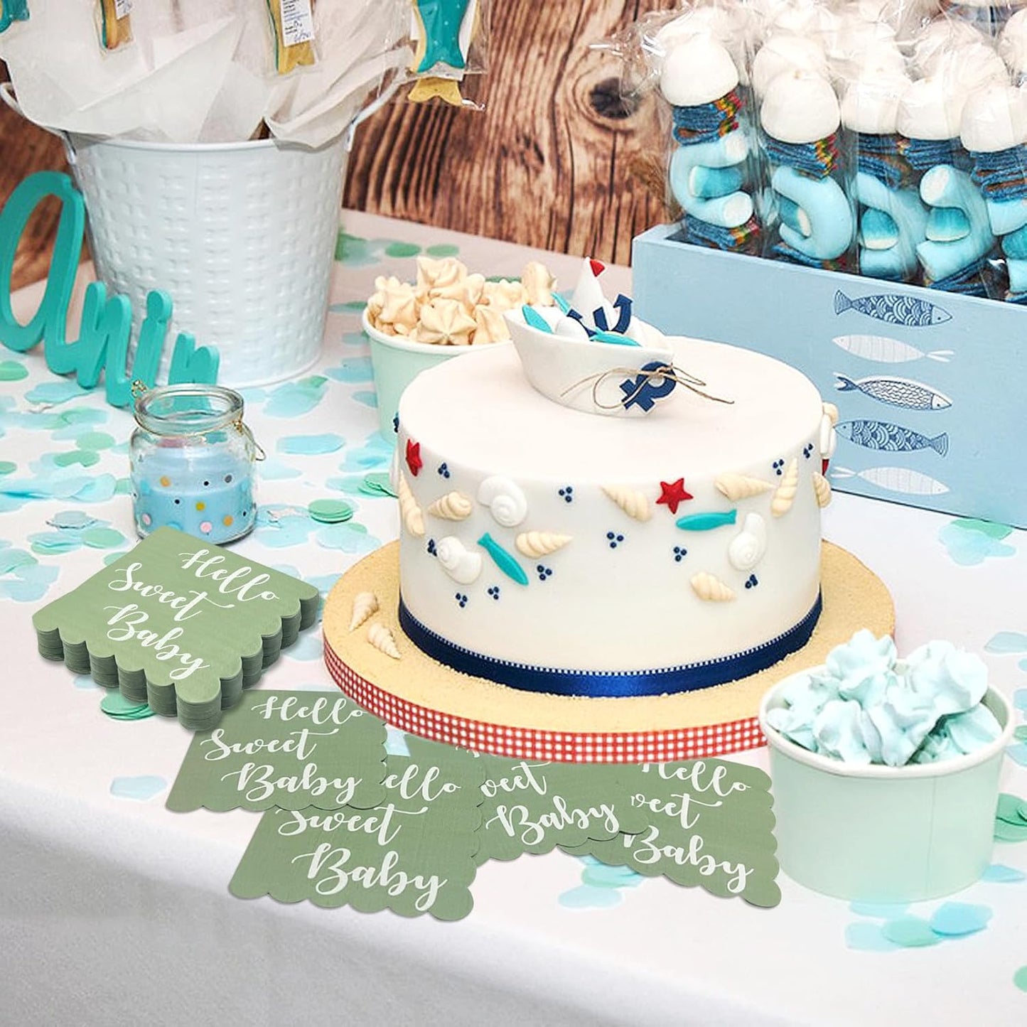 Hello Sweet Baby Party Paper Napkins (31 X 31 Cm 24 Pc)