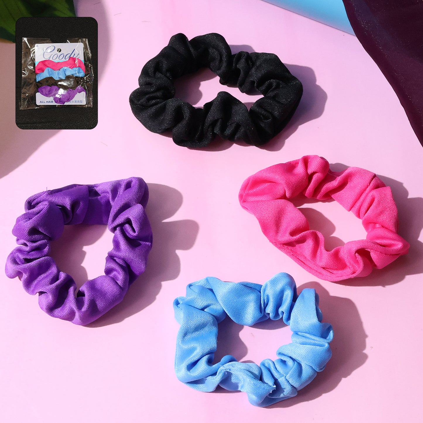 Set of 4 Soft Fabric Hair Ties - Gentle Ponytail Holders for All Hair Types - Happy Price - Image 3