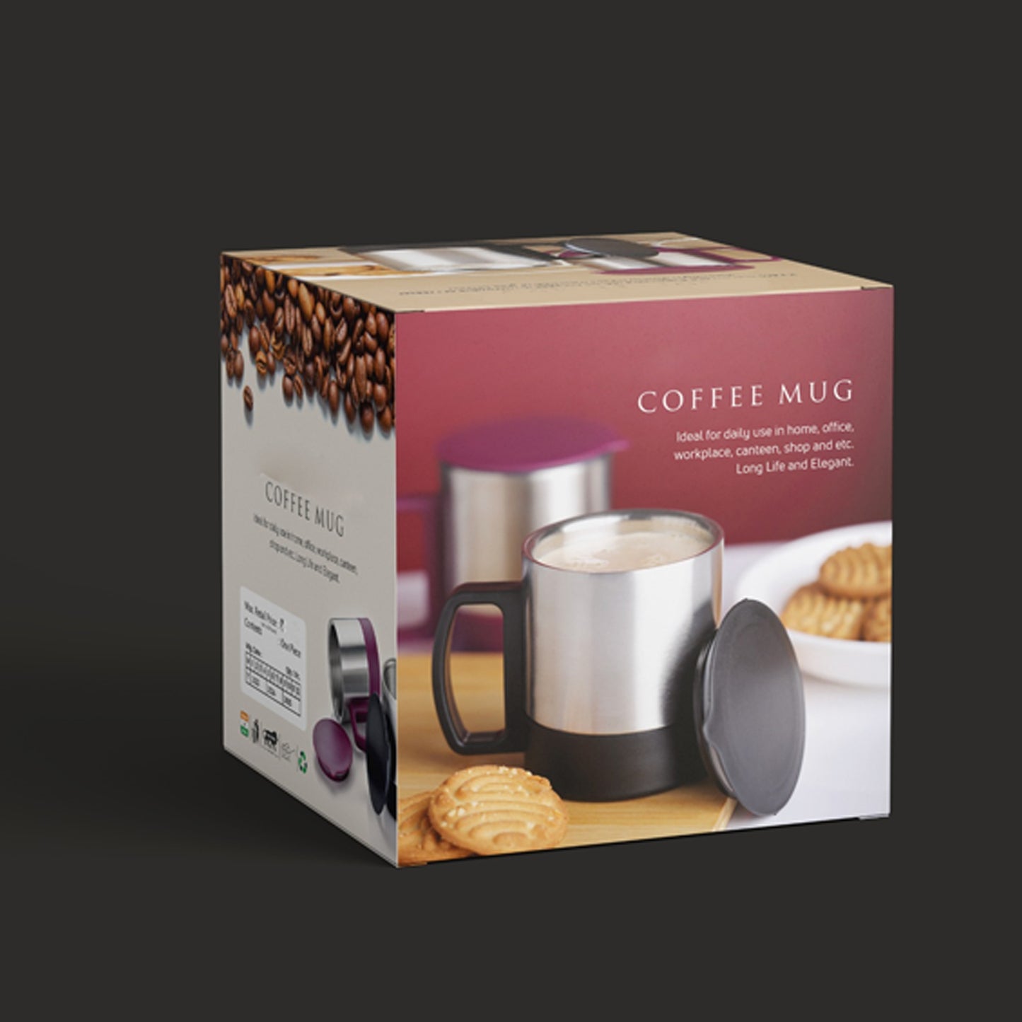 Stainless Steel Coffeetea Cup Stainless Steel Lid Cover Hot Coffeetea Mug Hot Insulated Double Wall Stainless Steel Coffee And Milk Cup With Lid Handle Easy To Carry - Coffee Cup (1 Pc) - Happy Price - Image 6