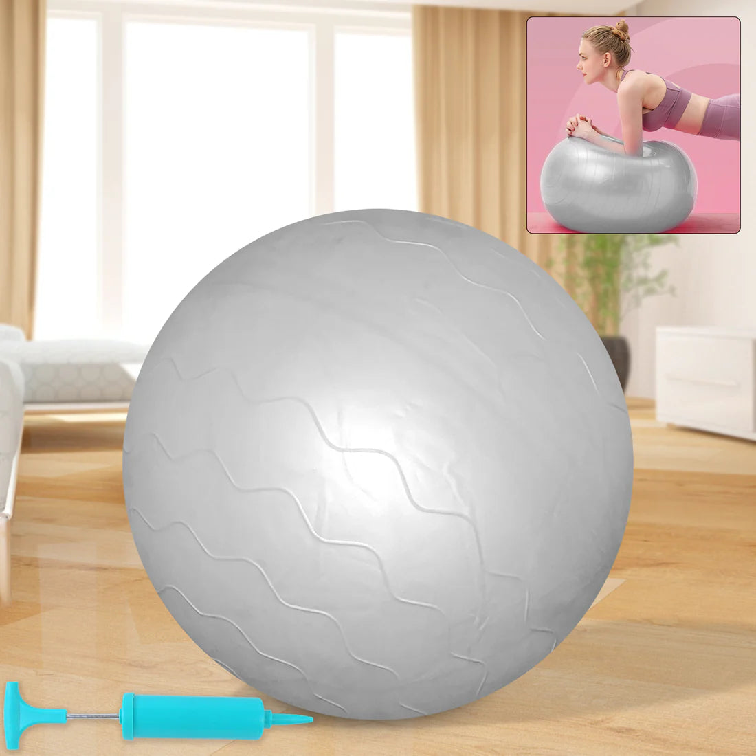 Heavy Duty Gym Ball Non-slip Stability Ball With Foot Pump For Total Body Fitness - Happy Price - Image 4