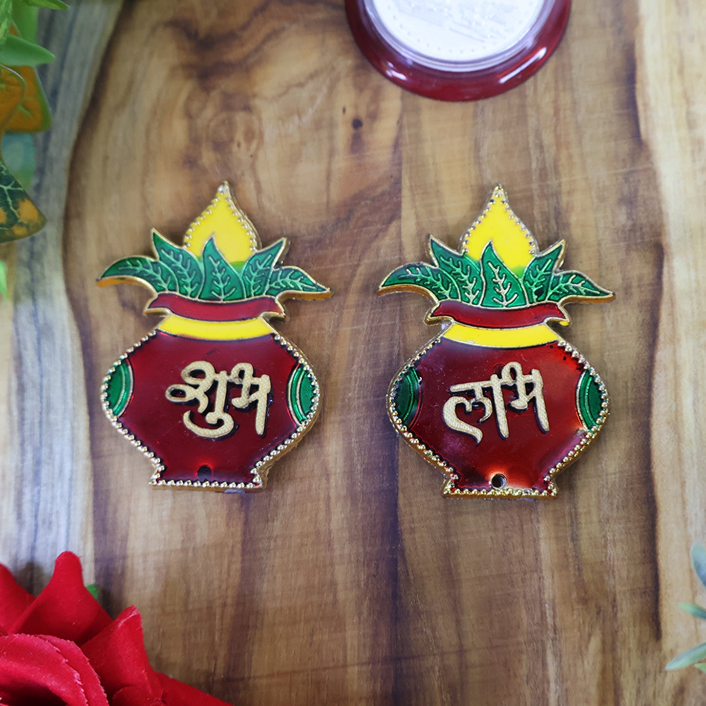 Set of 2 Shubh Labh Kalash Wall Hangings for Home & Temple Decor - Happy Price - Image 4