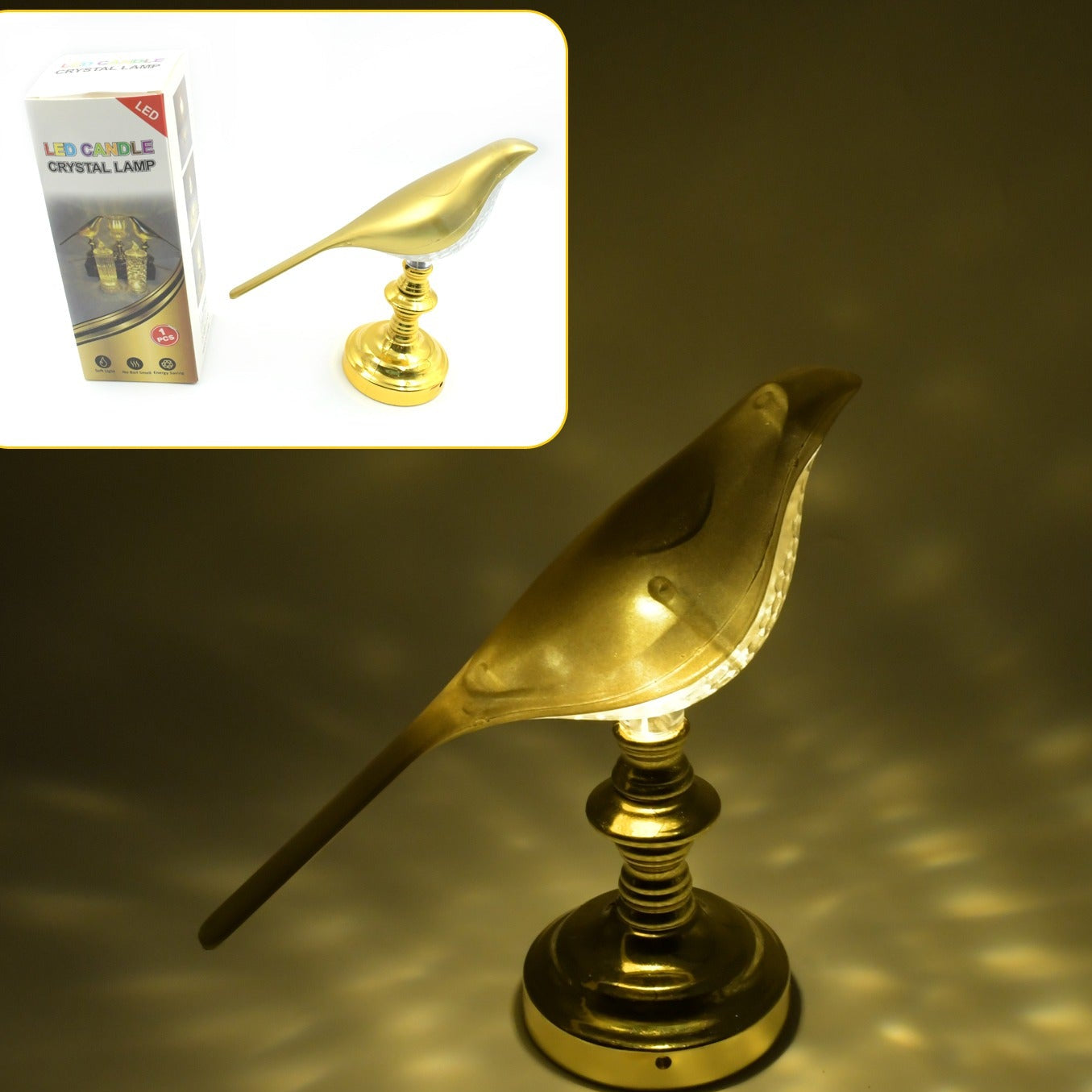 Sparrow Crystal LED Table Lamp - Soft Light, Energy Saving (1 Pc) - Happy Price - Image 1